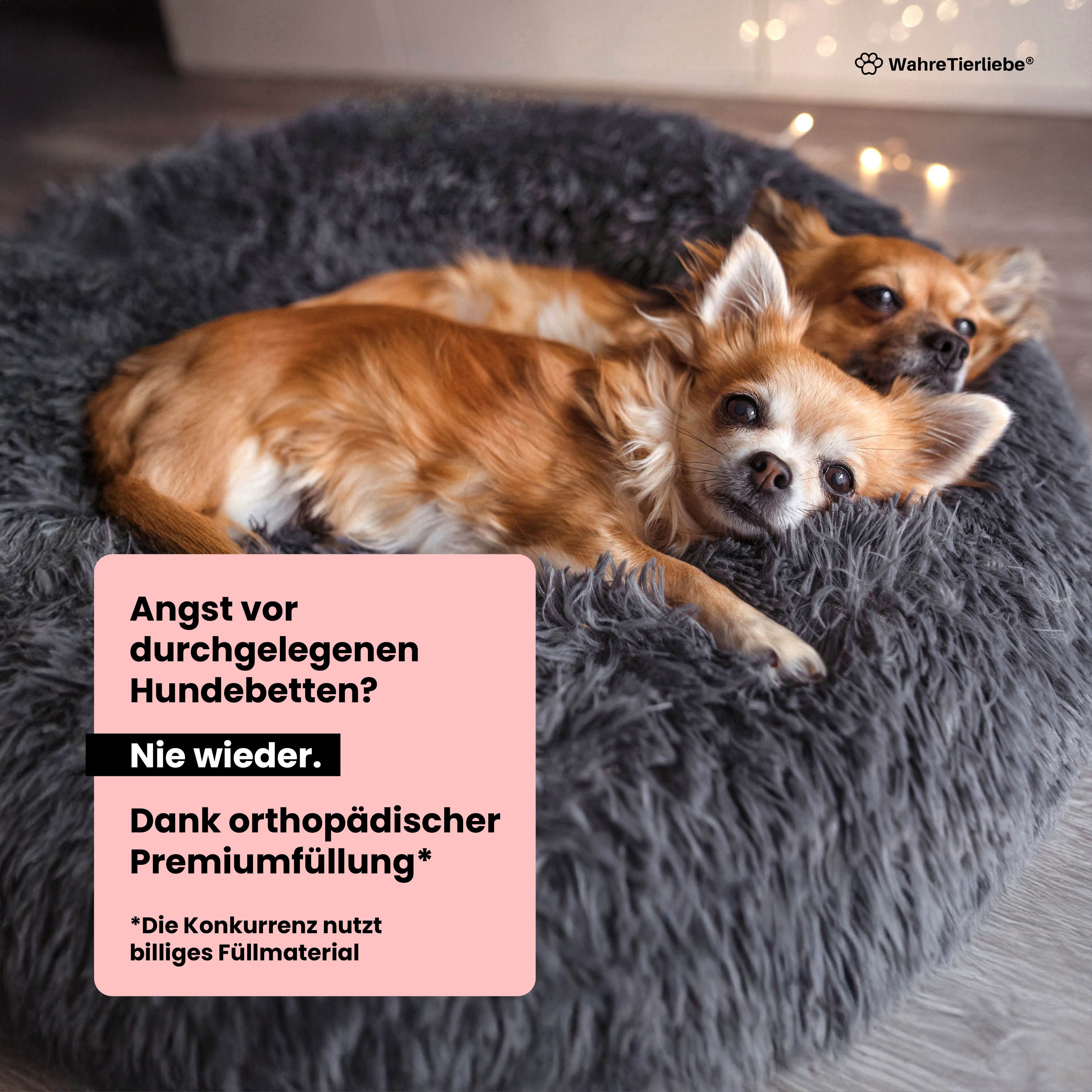 Wahre Tierliebe Tierbett - Flauschiges Hundebett Fluffy Wolke, Deutschlands Original, 100% Polyester, Made in Germany, Verschiedene Größen und Farben, waschbarer Bezug