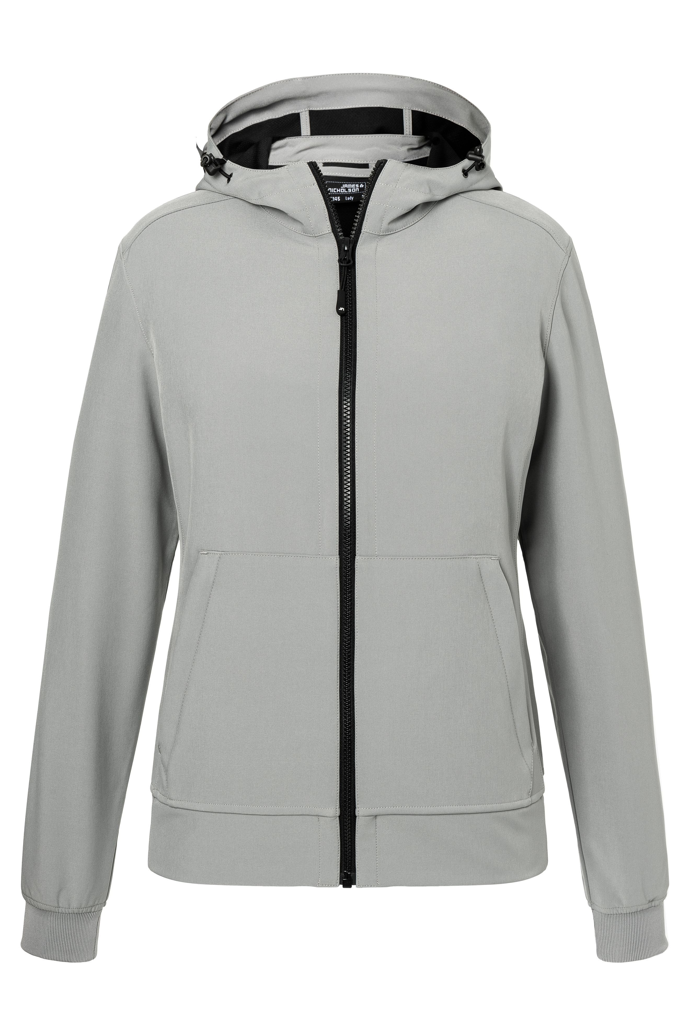 James & Nicholson Softshelljacke Leicht taillierte Damen Softshelljacke mit Kapuze JN1145 Kapuze mit Weitenregulierung