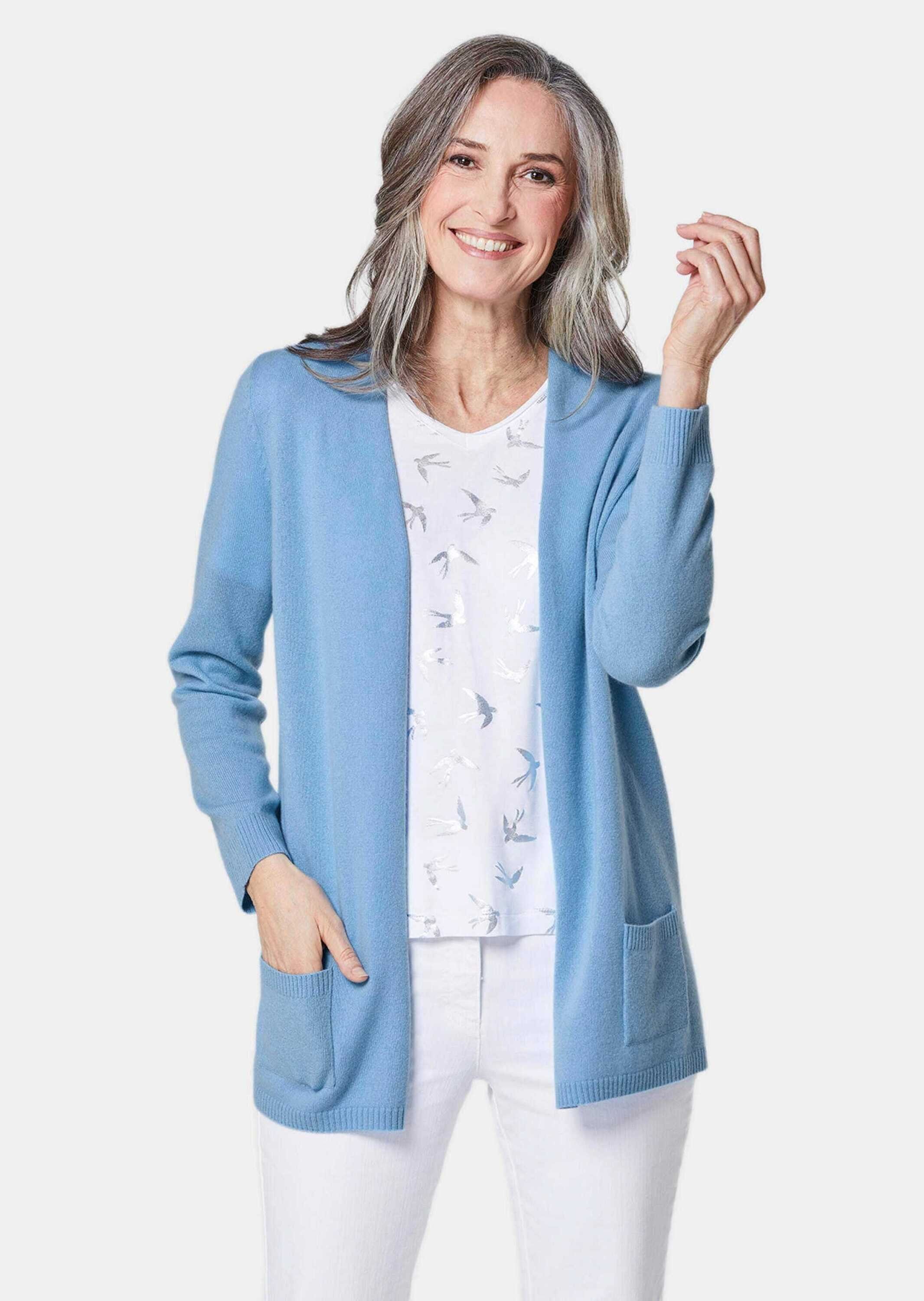 GOLDNER Strickjacke Langarm Feinstrick-Cardigan Damen Strickjacke aus reine günstig online kaufen