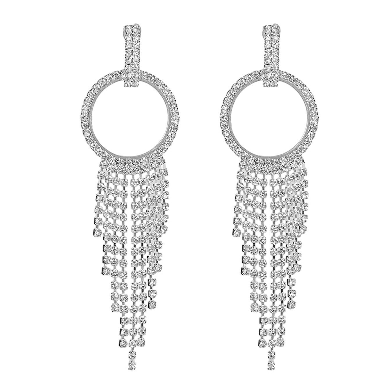 KARMA Paar Ohrhänger Ohrringe Strass 9,2 cm Silber Damenohrringe (Damenschm günstig online kaufen