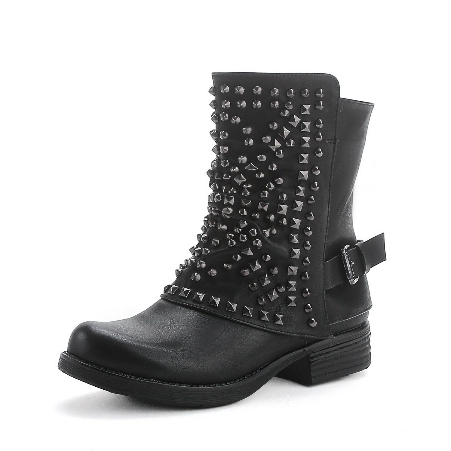 Pogolino ST03 Bikerboots Damen Biker Boots Nieten Stiefeletten leicht gefüt günstig online kaufen