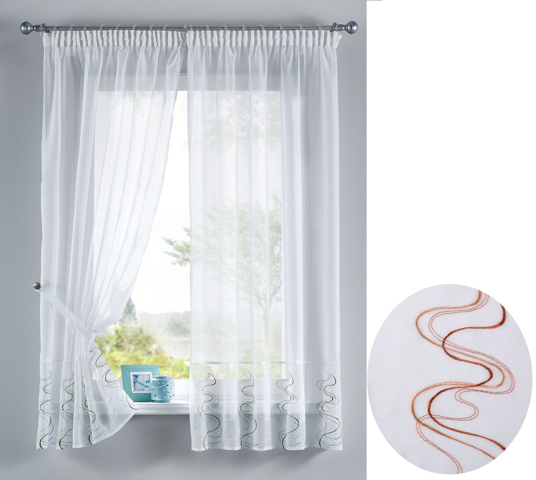 Gardinenbox Gardine (2 St), Stangendurchzug, transparent, WELLE Stickerei G günstig online kaufen