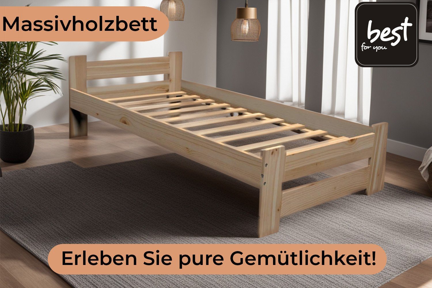 Best for You Massivholzbett (80x200 90x200 günstig online kaufen