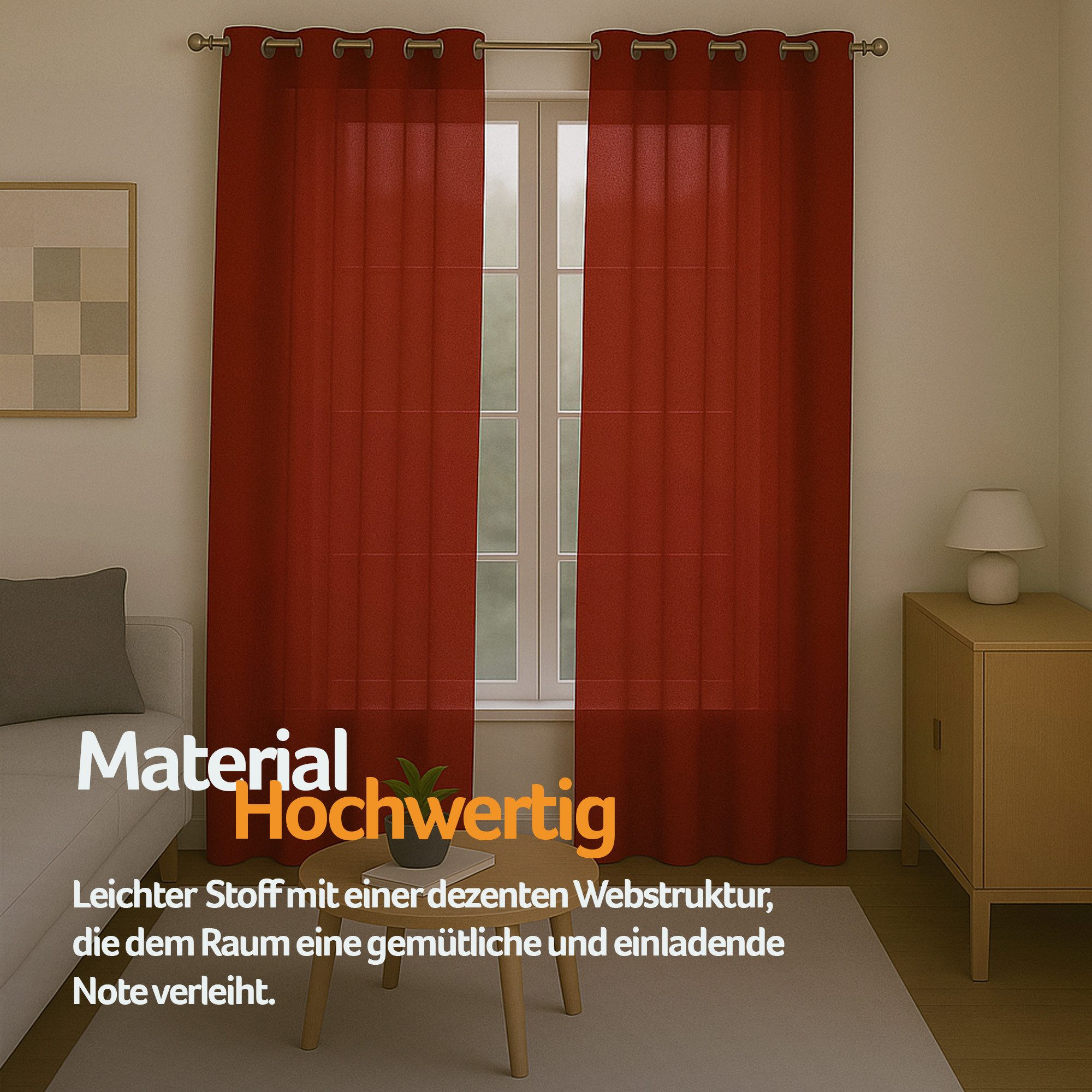 Bestlivings Gardine "Ellen" mit Ösen (2 St), Ösen, blickdicht, Polyester, matter Stoff, einfarbig, waschbar bei 30°C, bügelleicht, formstabil