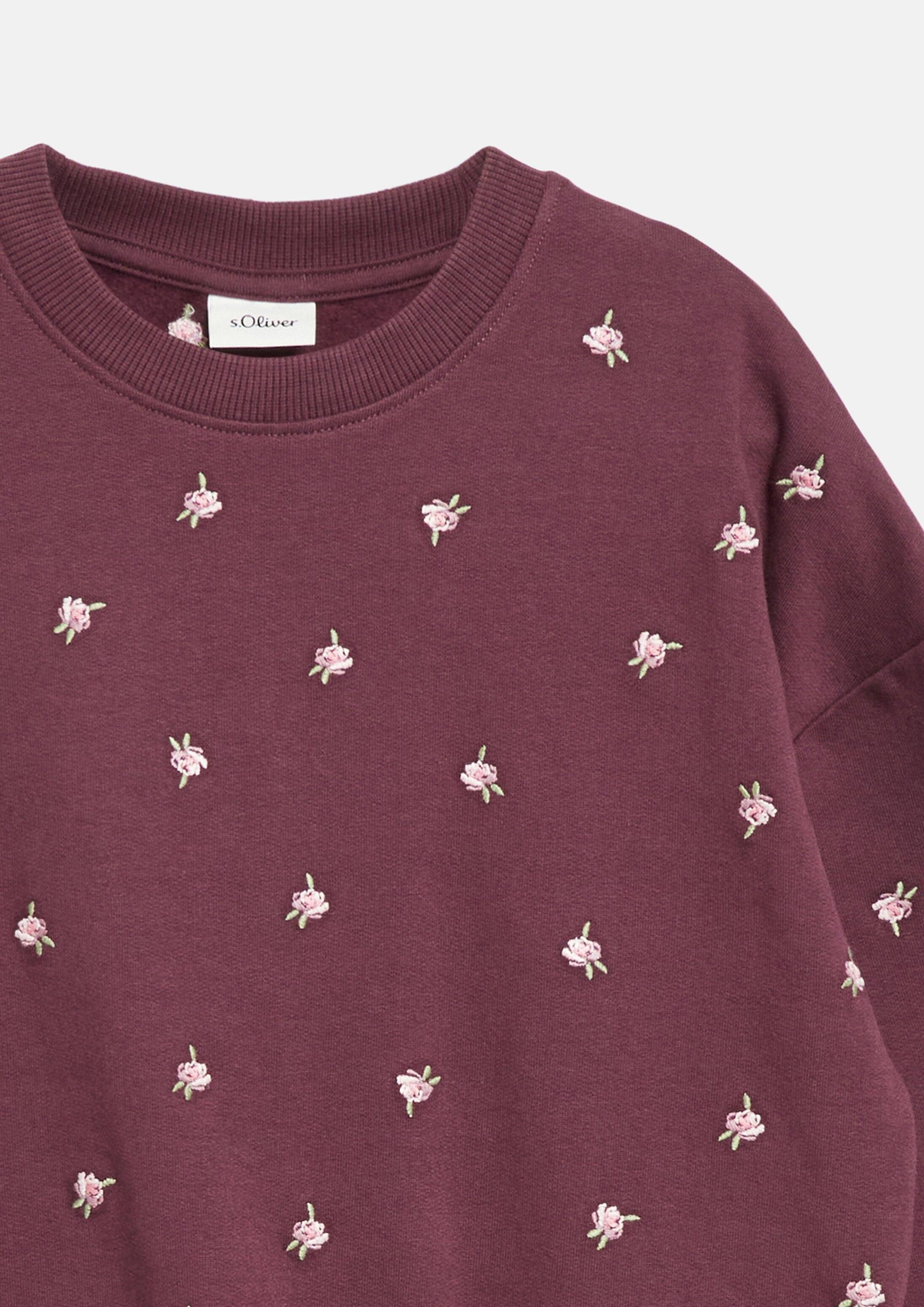 s.Oliver Sweatshirt Sweatshirt Kuscheliges Oversize-Sweatshirt mit floraler Stickerei – Bild 4 von 4