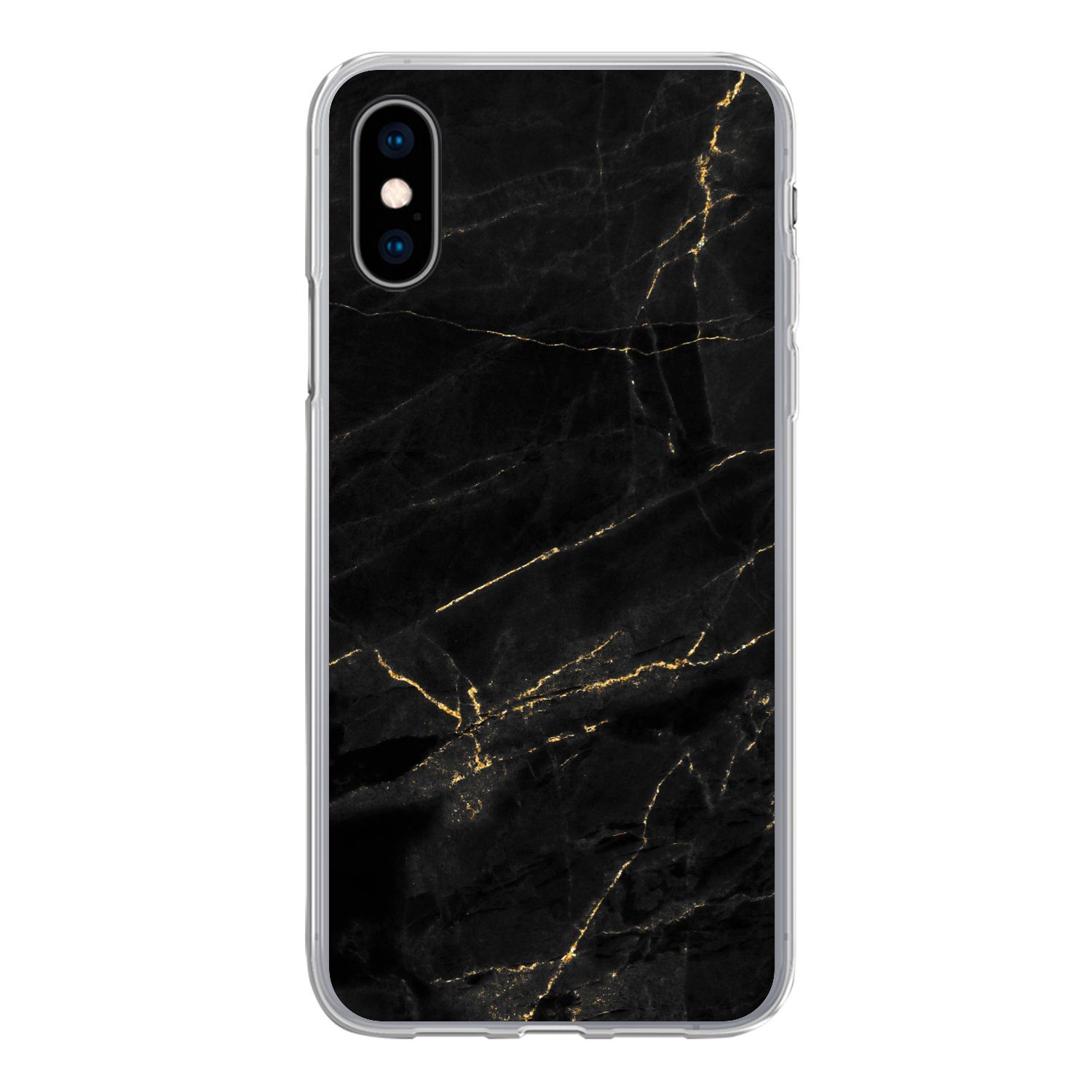 Handyhülle für Apple iPhone X Marmoroptik - Luxus - Schwarz - Gold