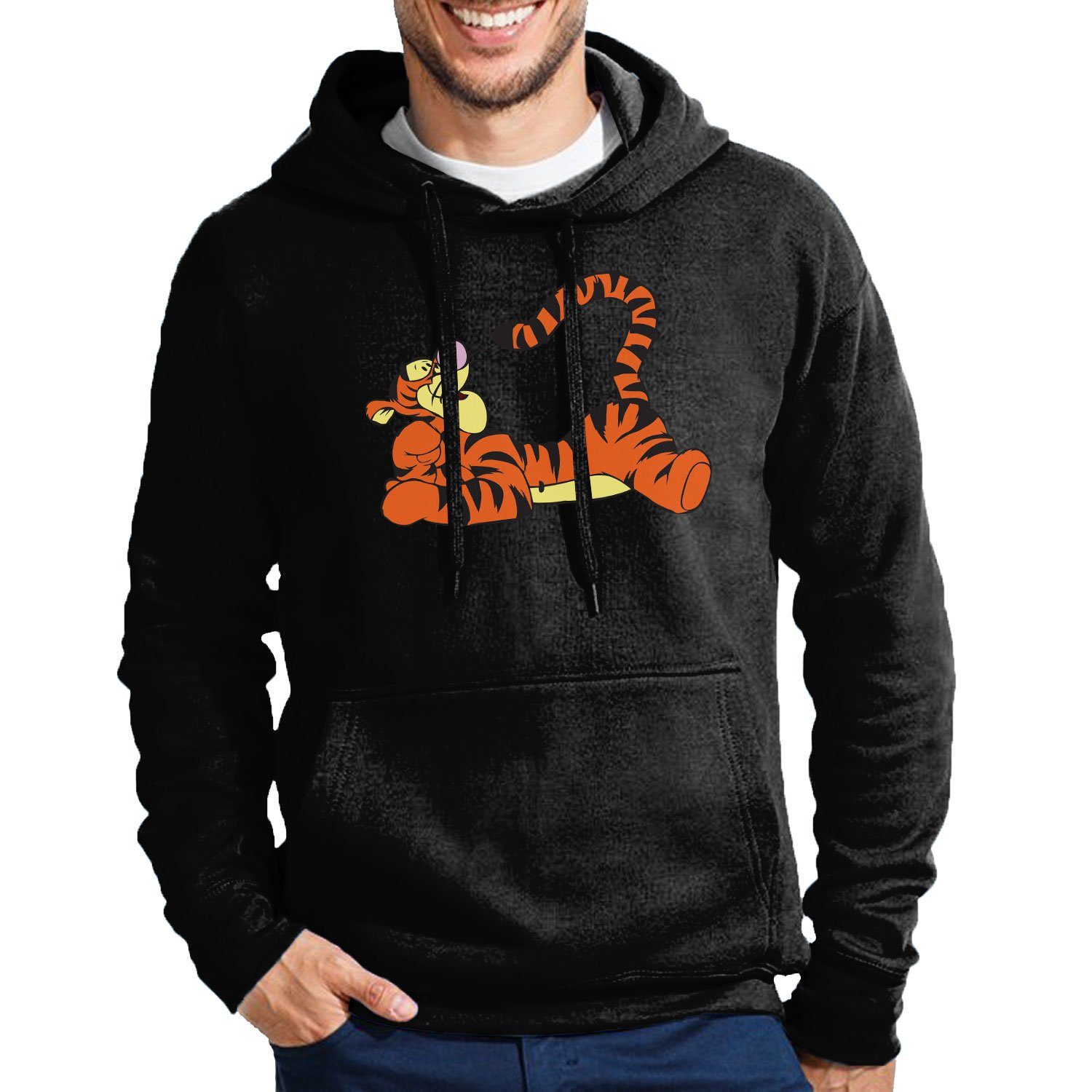 Blondie & Brownie Hoodie Herren Tigger Winnie Pooh Tiger Logo Mit Kapuze Schwarz