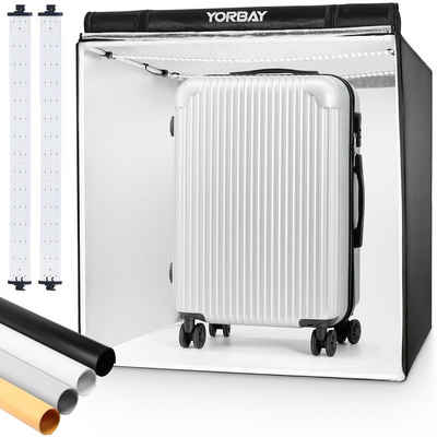 Yorbay Fotohintergrund Fotostudio Set 80 x 80 x 80cm LED Lichtbox Lichtwürfel Fotografie, Lichtzelt inkl. 4 PVC-Hintergrundfolien(schwarz,rein weiß,grau,orange)