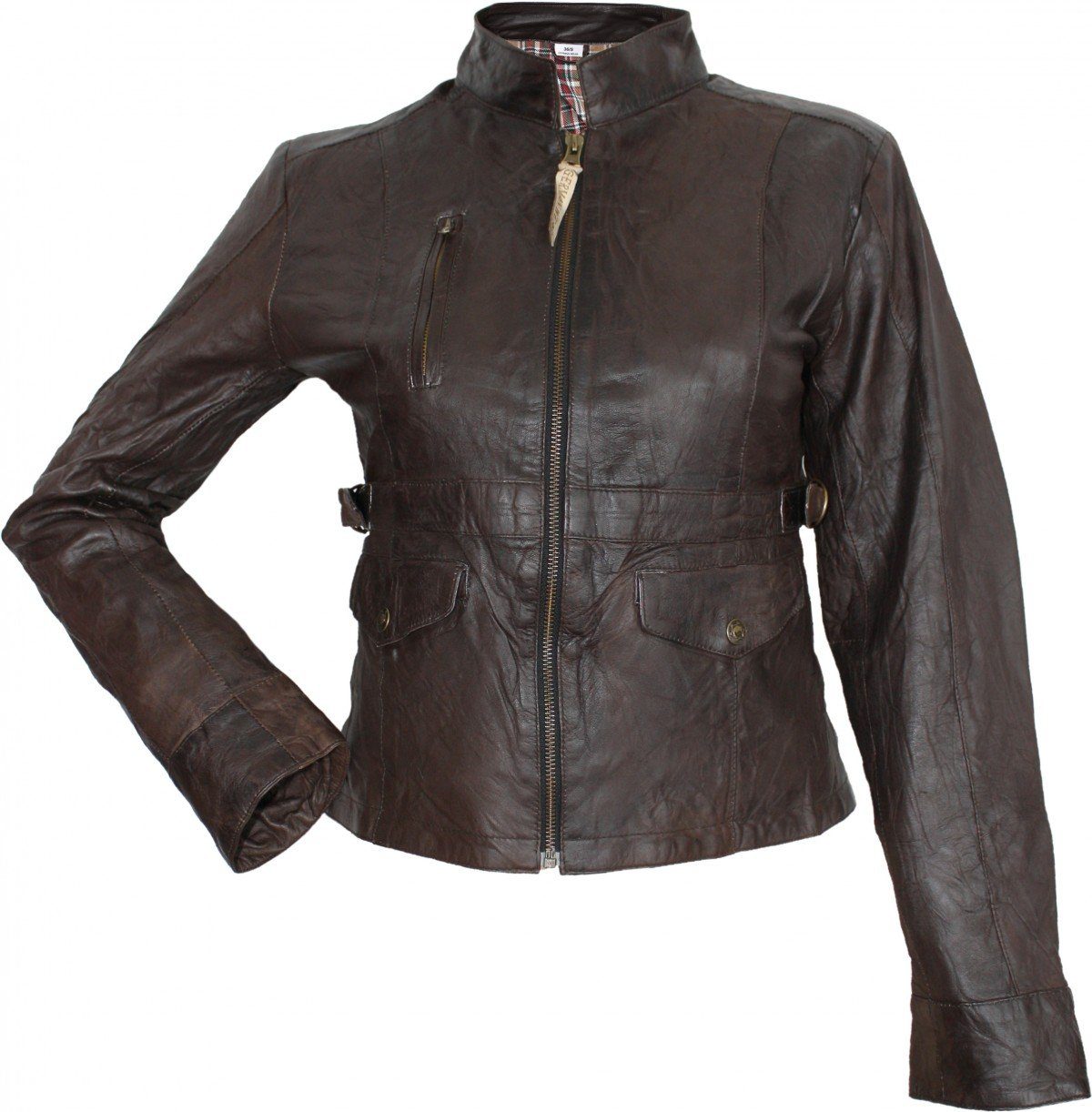 German Wear Lederjacke Trend 406J Damen Lederjacke Jacke aus Lamm Nappa Leder Braun