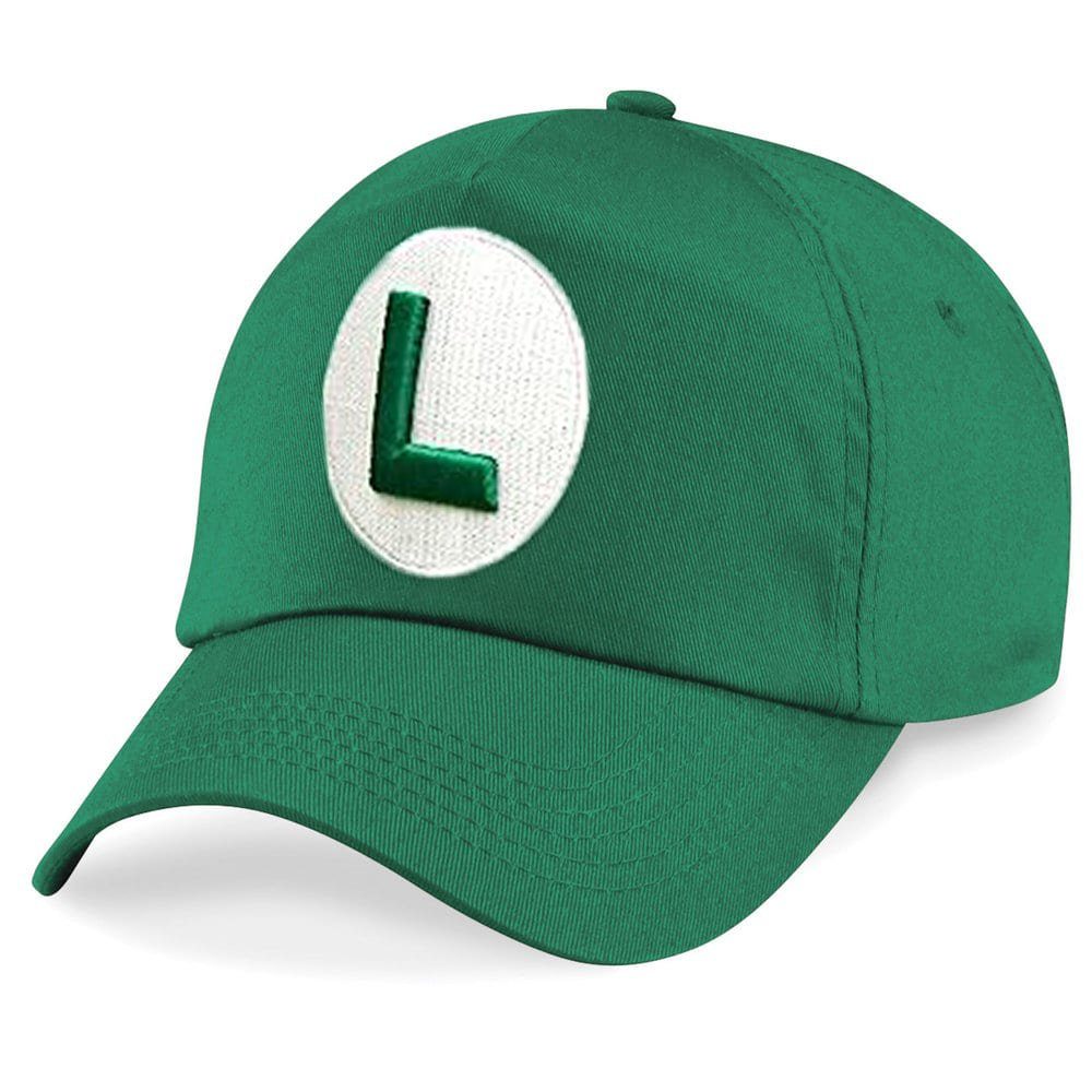 Blondie & Brownie Baseball Cap Kinder Mario Luigi Logo Stick Patch in Grün und Rot Kinder Mario Baseball Cap rot mit Stick Patch Retro Gaming Style