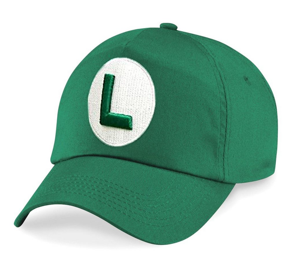 Blondie & Brownie Baseball Cap Kinder Mario Luigi Logo Stick Patch in Grün und Rot Kinder Mario Baseball Cap rot mit Stick Patch Retro Gaming Style
