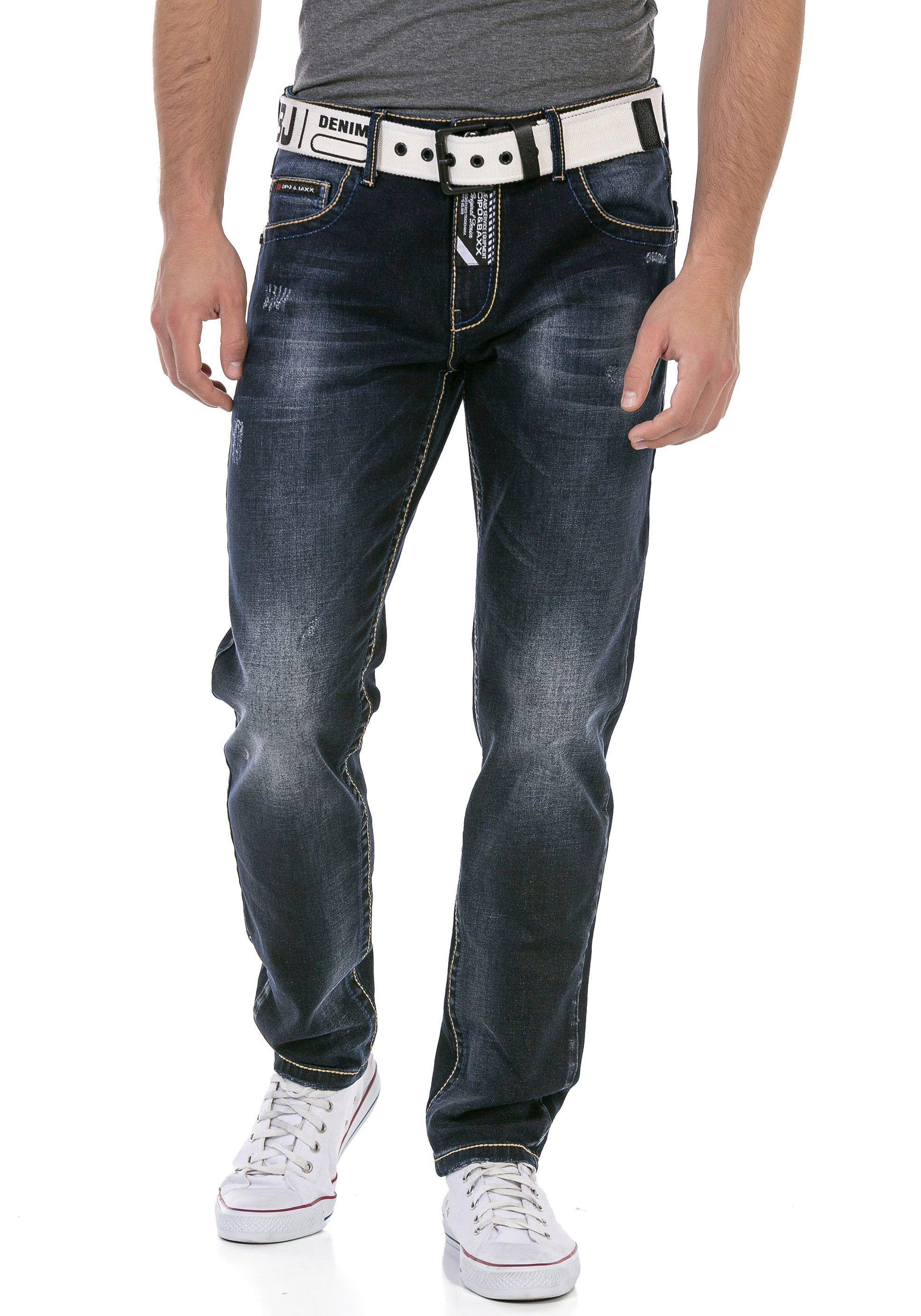 Cipo & Baxx Regular-fit-Jeans mit markanter Waschung darkblue