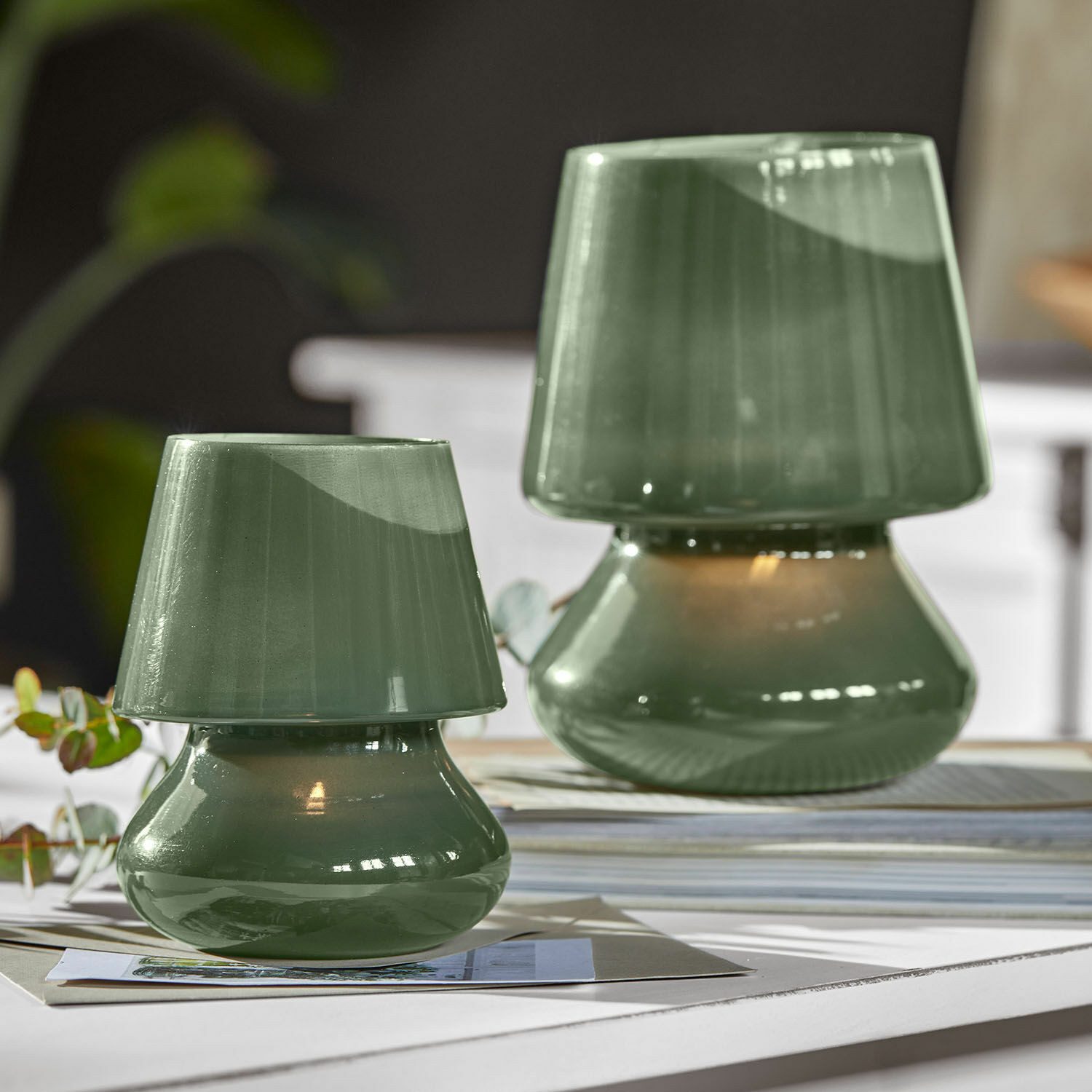 Mirabeau Windlicht Windlicht 2er Set Sorrivella grün (2er Set, 2er Set) günstig online kaufen