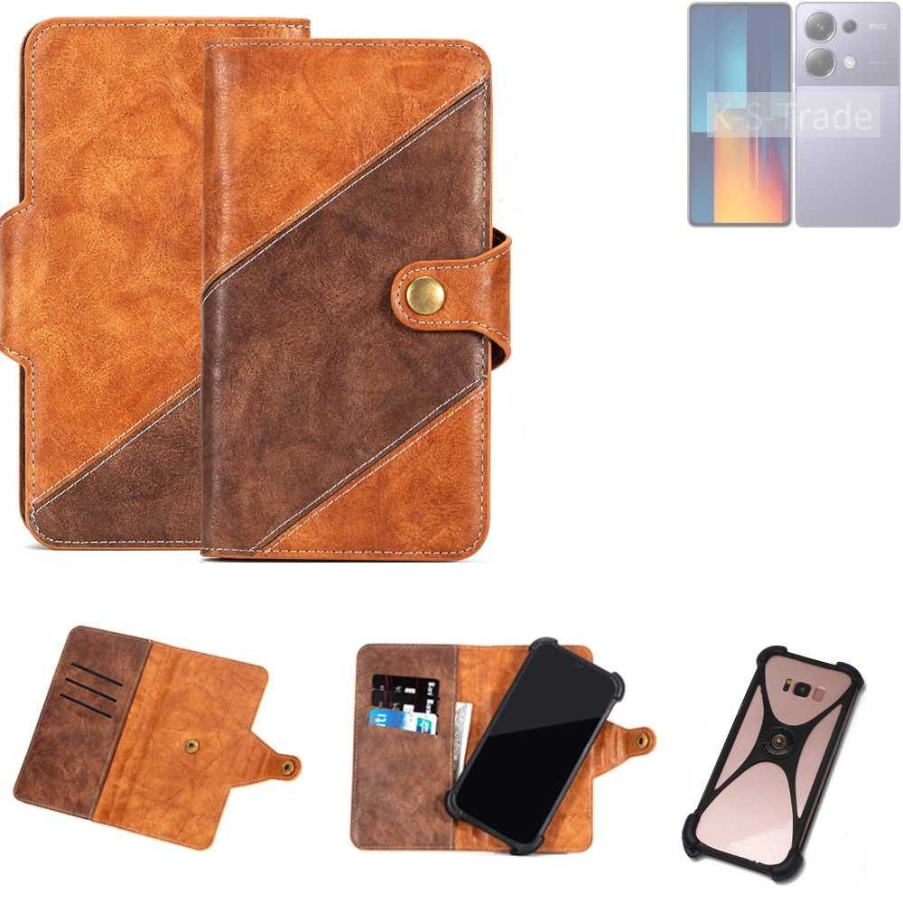 K-S-Trade Handyhülle für Xiaomi POCO M6 Pro, Handyhülle Schutzhülle Bookstyle Case Wallet-Case Cover