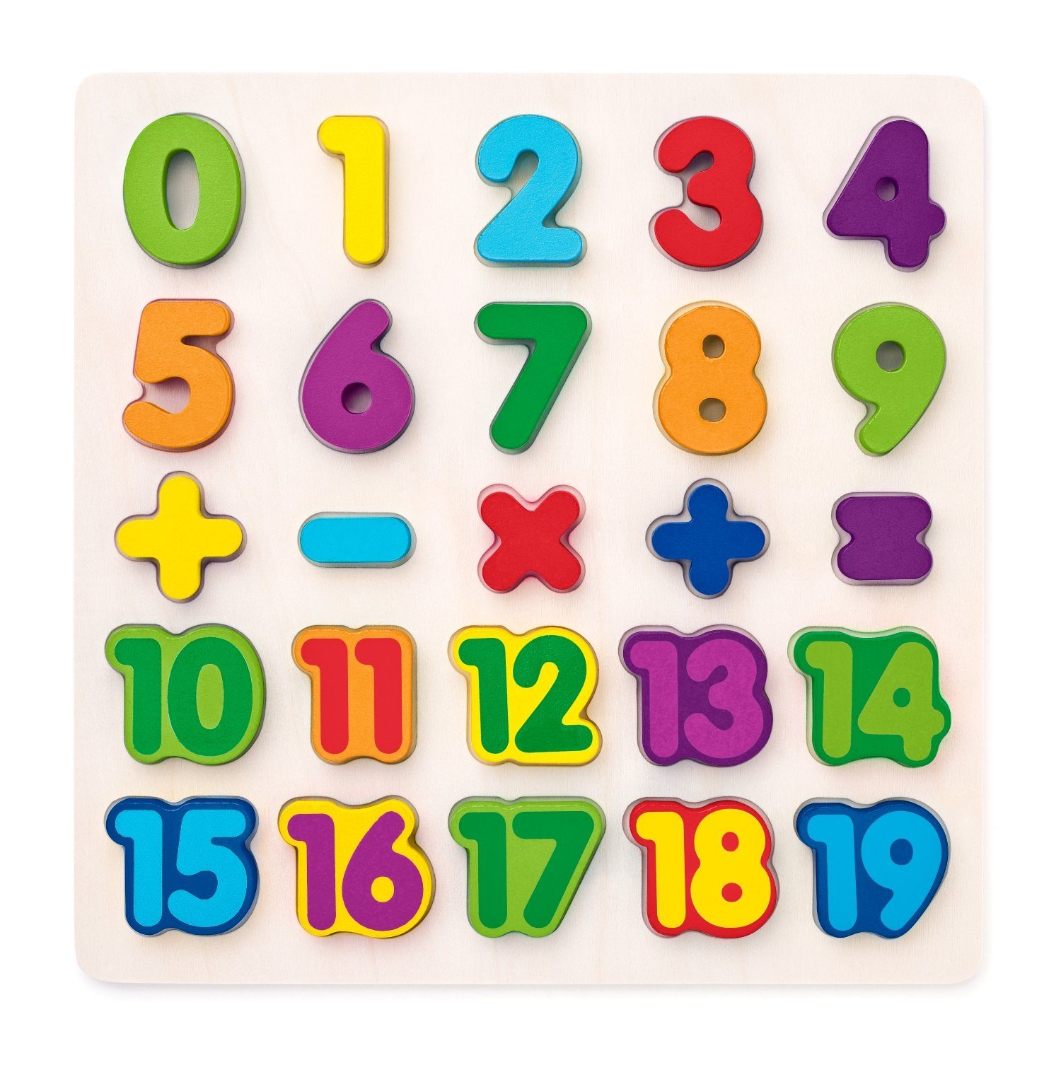 Woodyland Lernspielzeug 90069 Holzpuzzle zum Thema Zahlen und Rechenzeichen. 25 tlg, Zahlen und Rechenzeichen