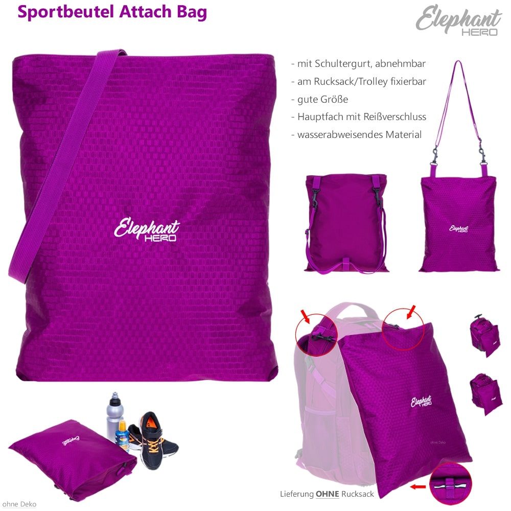 ELEPHANT Turnbeutel Sportbeutel Attach Bag Hero Signature Tasche, für Jungen Mädchen Schubeutel Gymbag + Trinkflasche – Bild 5 von 5