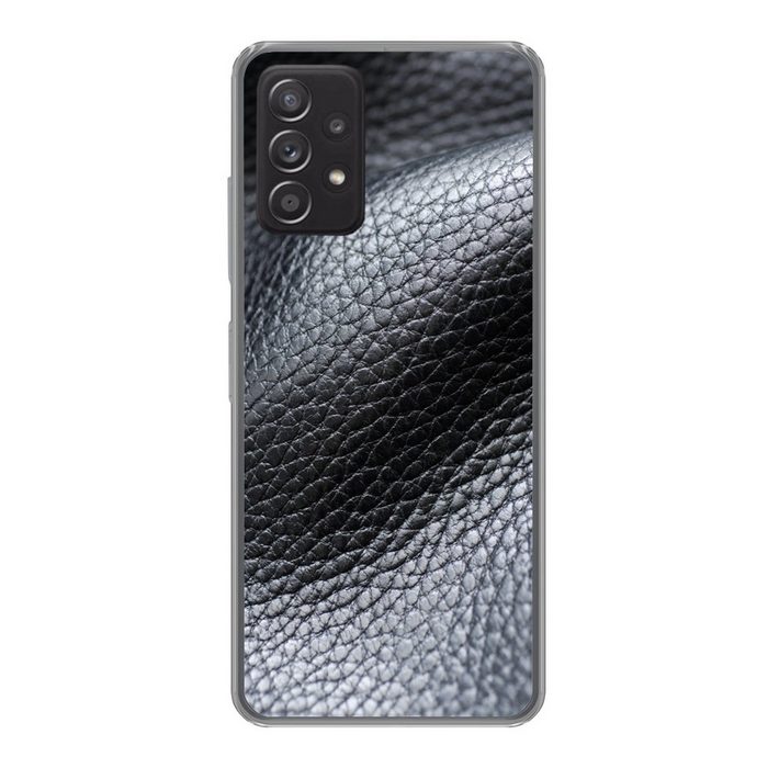 MuchoWow Handyhülle Leder - Textur - Schwarz - Hell Handyhülle Telefonhülle Samsung Galaxy A33