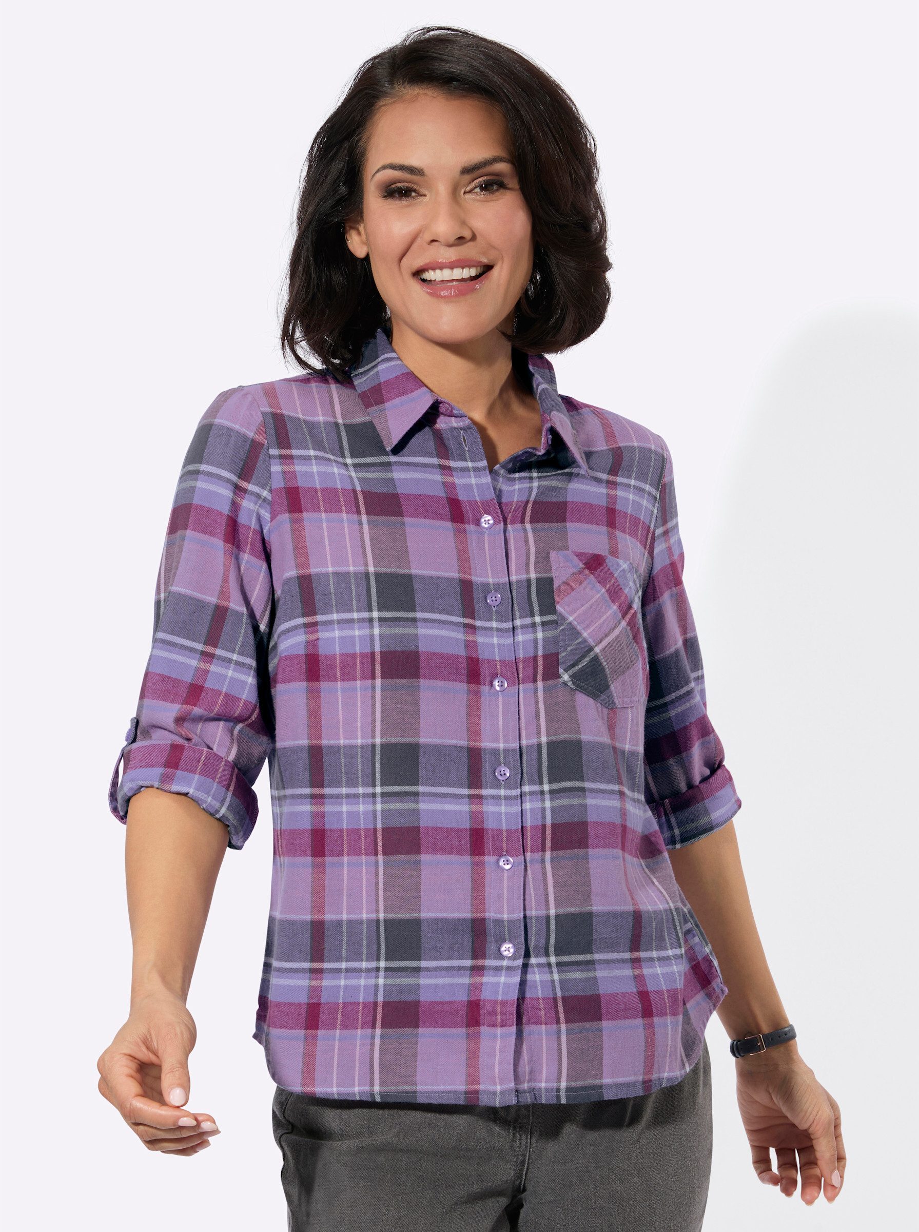 Witt Klassische Bluse Flanell-Bluse Langarm