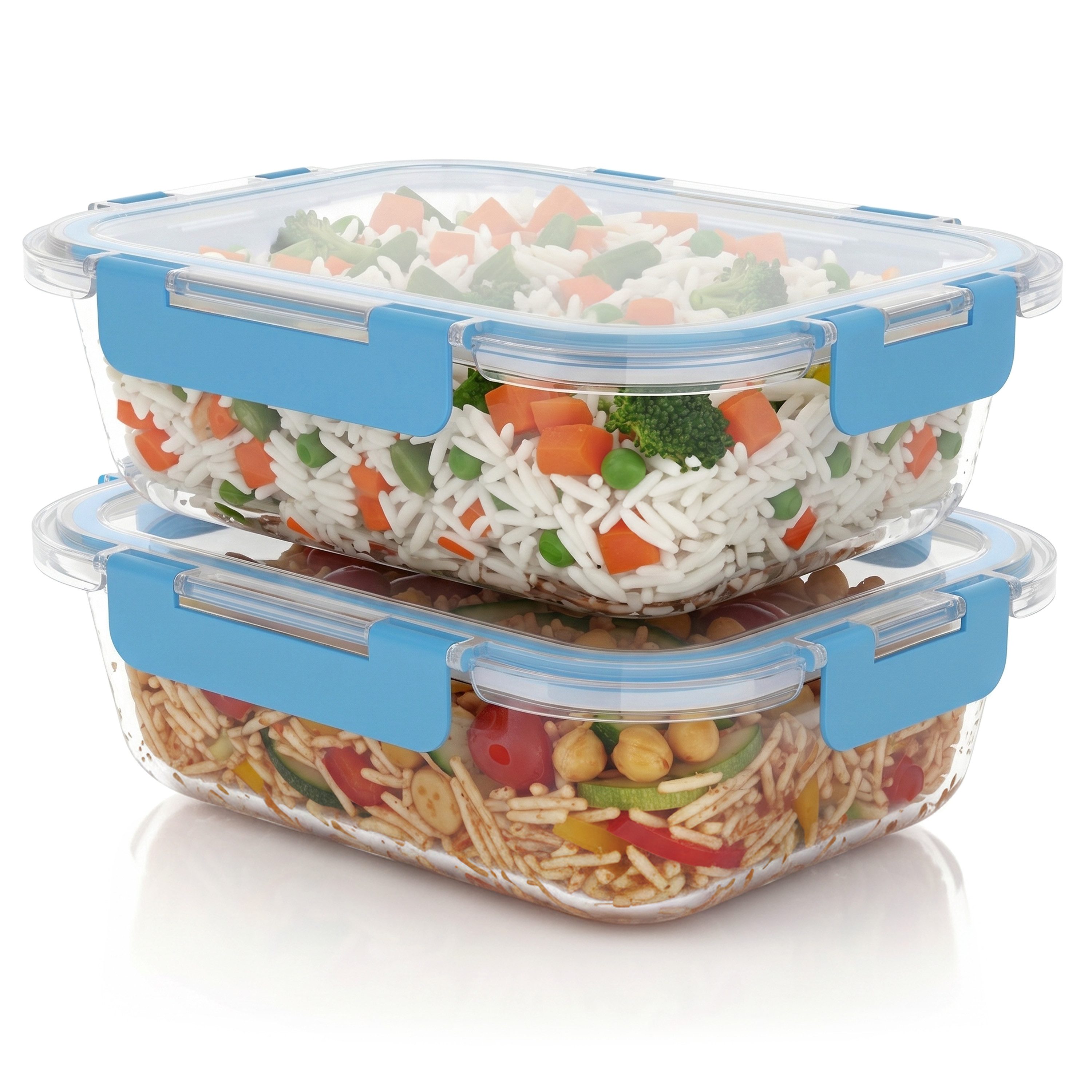 Arendo Frischhaltedose Lunchbox rechteckig, lebensmittelecht, gefrier- & spülmaschinenfest, Glas, (Set, 2-tlg., 2er Set Lunchboxen), Vorratsdosen, 2x 1520 ml, luftdicht, auslaufsicher, mikrowellenfest