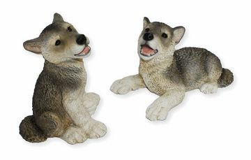 Castagna Tierfigur Deko Figur Wolf Welpen sitzend und liegend Kollektion Castagna aus Resin H 17-22 cm Tierfigur