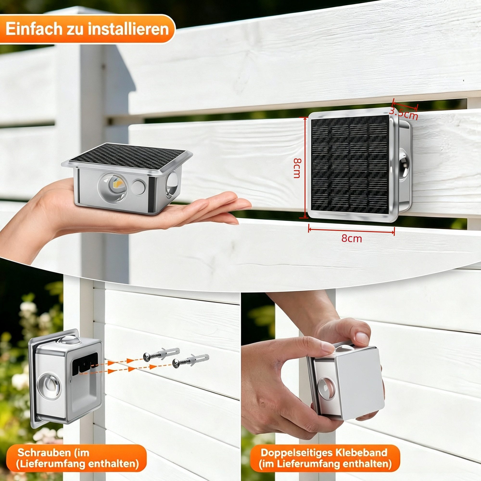 Vornix LED Außen-Wandleuchte Solar nfür, Up and Down Solarlampen für Außen Wand, 2/4 Stück, IP66 Wasserdicht, 4 LEDs, 8 Farbmodi Solarleuchten für Garten Hof Terrassen Balkone Veranden