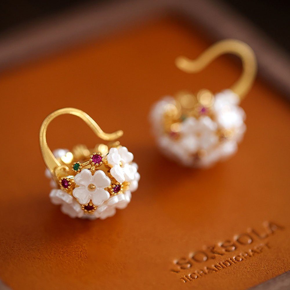 Ohrringe Paar AUzzO~ Blume für Bräute Weiß Ohrringe baumeln Damenschmuck Ohrhänger Ohrringe Paar