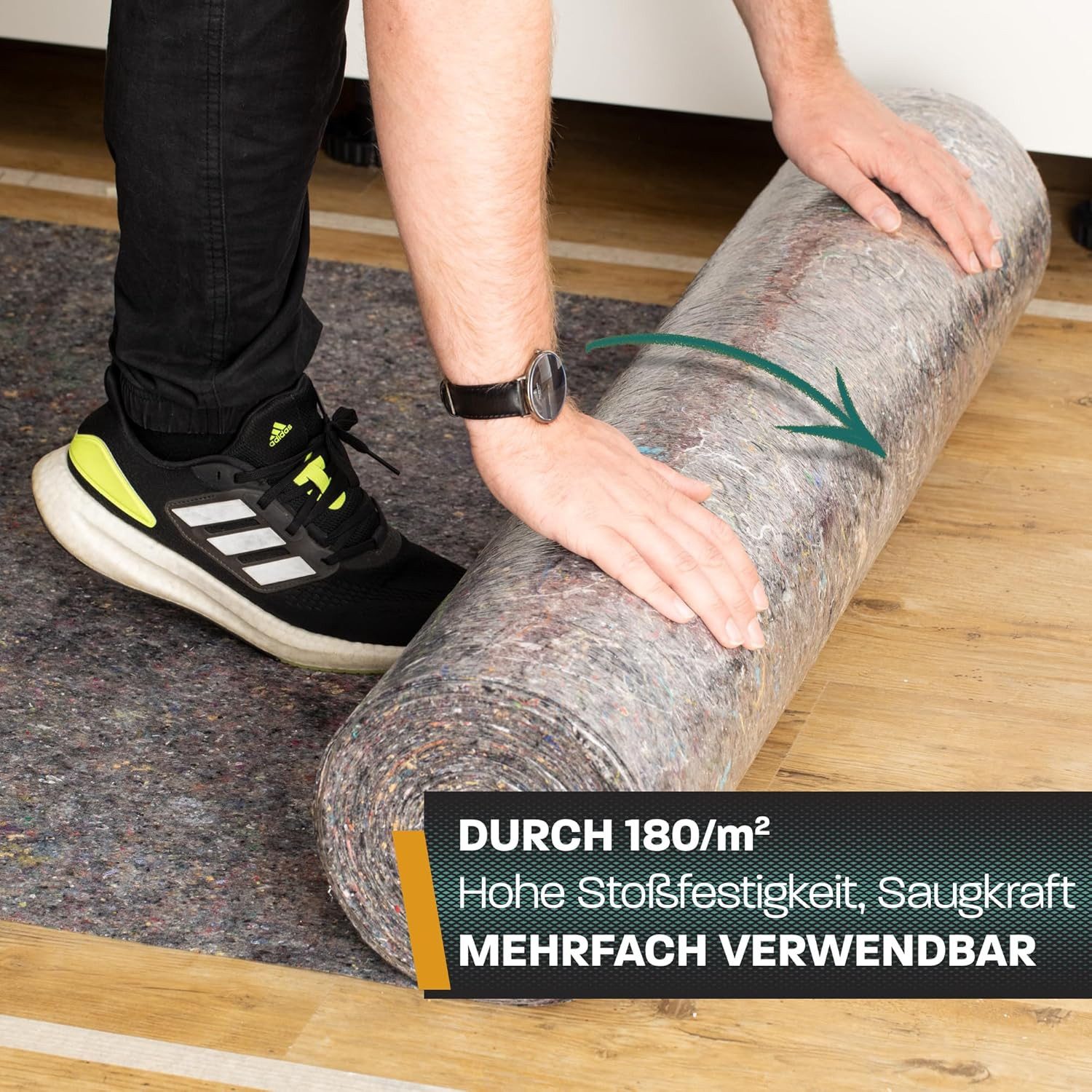 Hinrichs Malervlies Hinrichs Malervlies 1 x 50 m Abdeck-Vlies 50m² 180gr mit Anti-Rutsch, Anti-Rutsch Beschichtung - Oberflächenschutz für Maler und Heimwerker