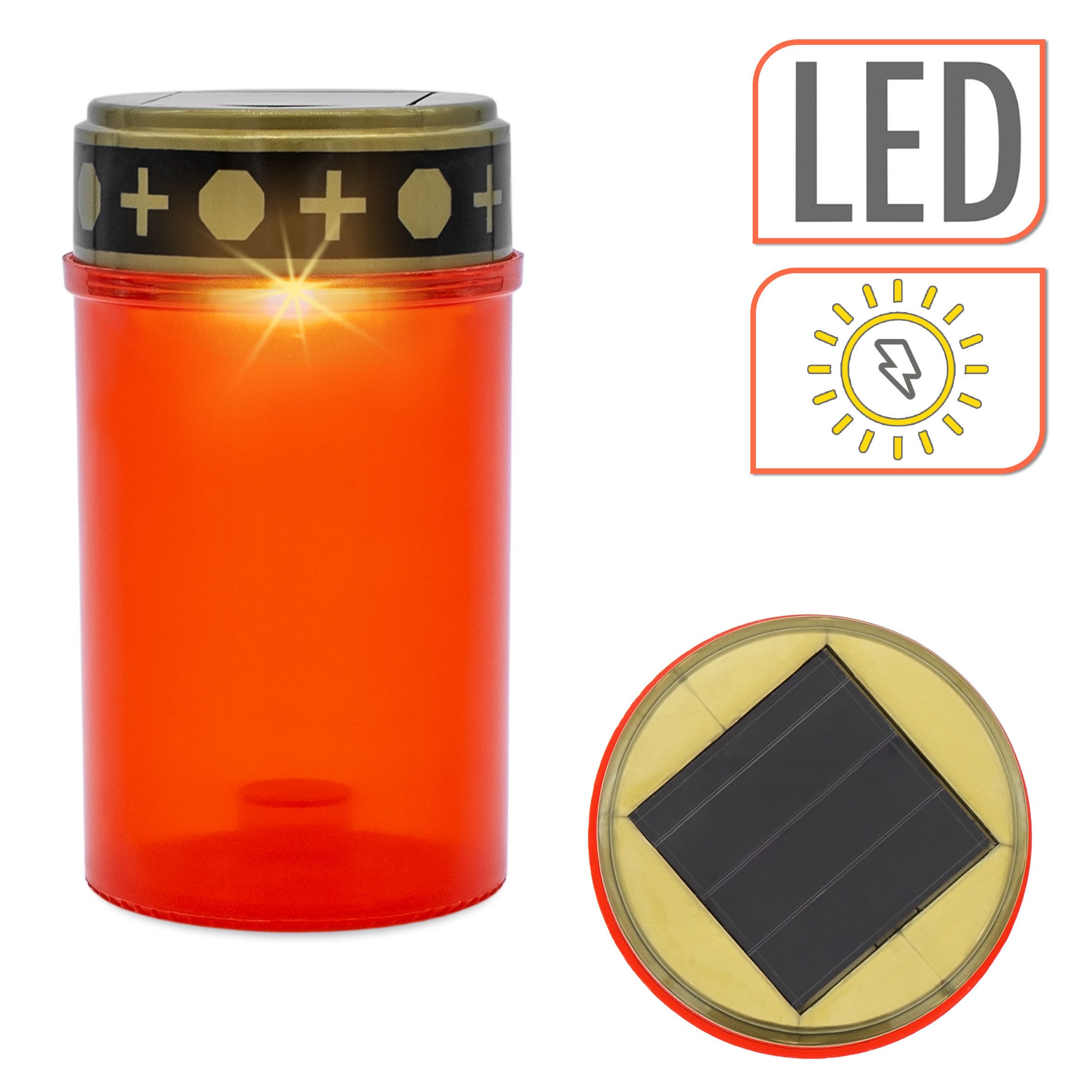 Spetebo Grabkerze LED Solar Grablicht mit Flacker Effekt 2er Set (Set, 1-tlg., 2), mit Flacker Effekt