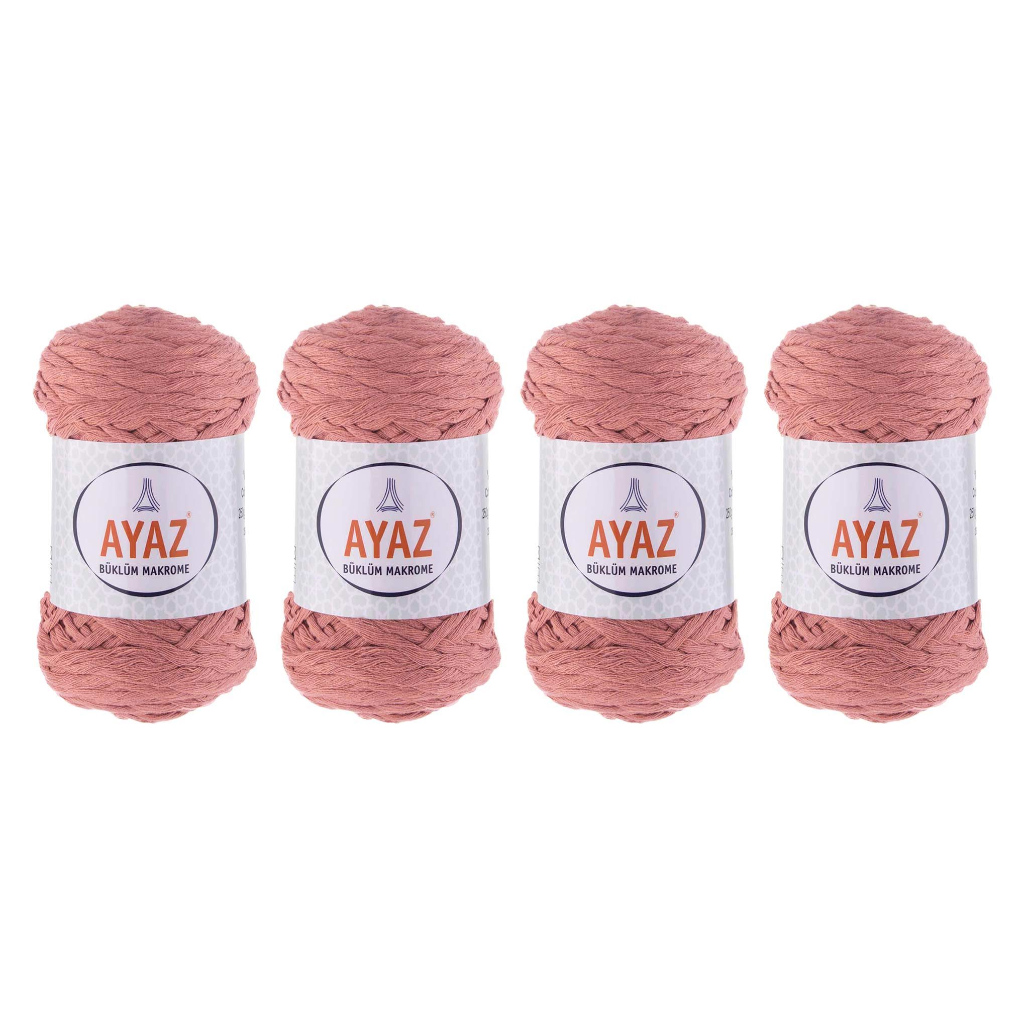 AYAZ 4 x 250g Strickgarn Büklüm Makrome Häkelwolle, 1275 mauve