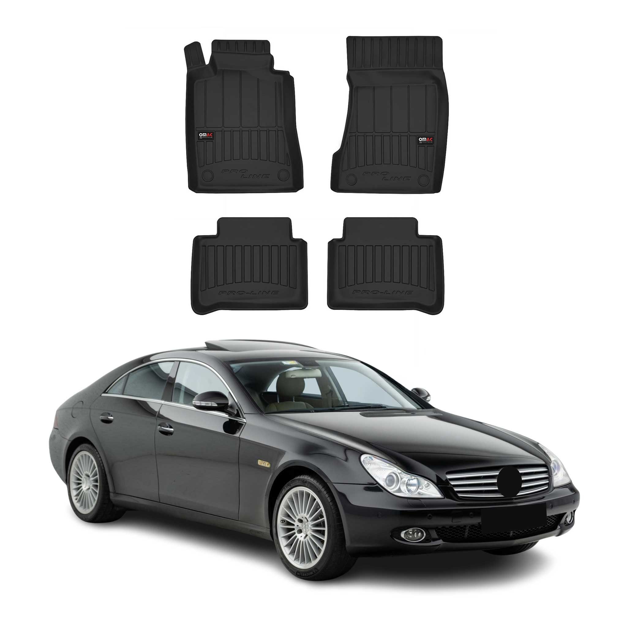 OMAC Auto-Fußmatten für Mercedes CLS C219 2004-2010 Schwarz 4 tlg TPE (4 St), für Mercedes CLS C219 2004-2010 Mercedes CLS C219 2004-2010, Antirutsch,Wasserfest,Einfache Installation