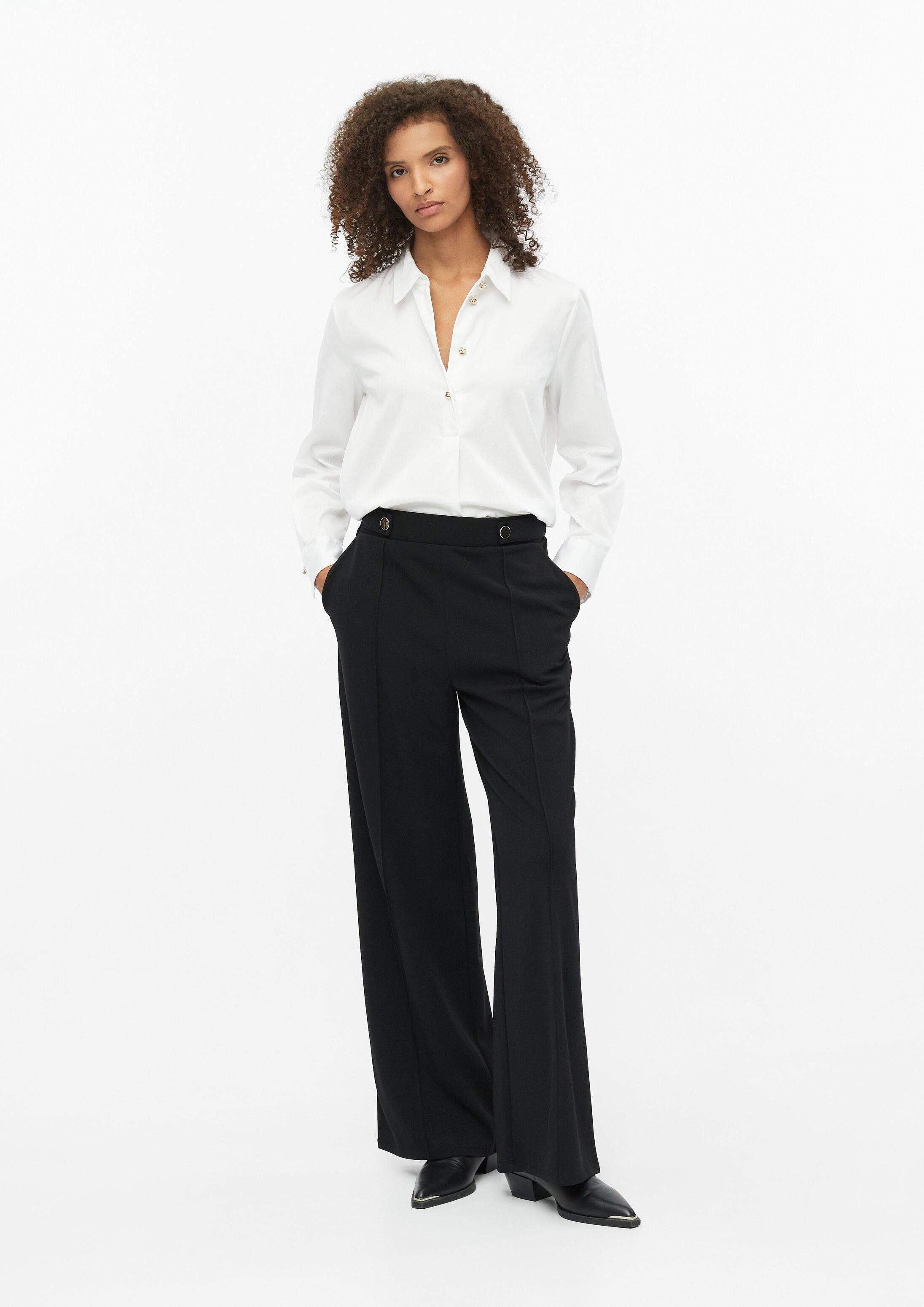 s.Oliver Chinos Hose Wide-Leg-Hose mit Biesen und Zierknöpfen