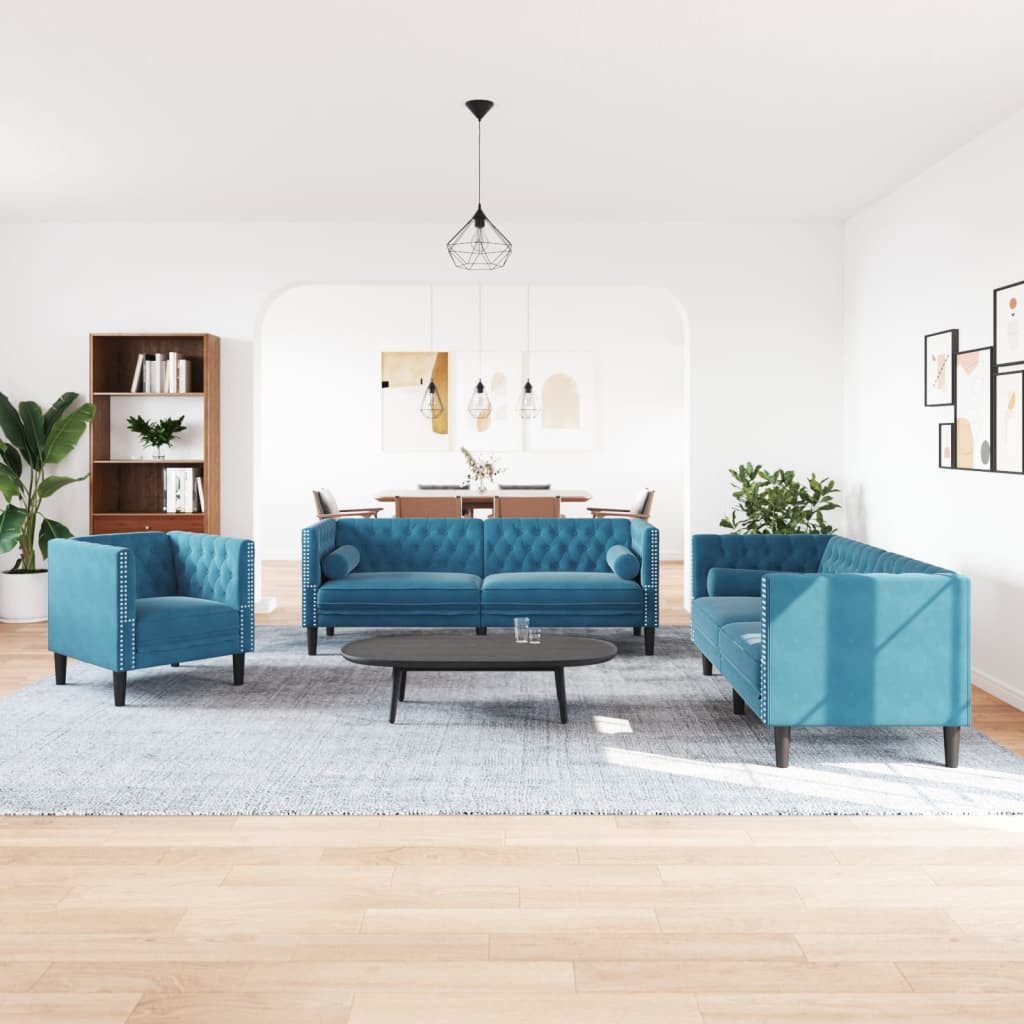 vidaXL Sofa 3-tlg. Chesterfield-Sofa-Set mit Nackenrollen günstig online kaufen