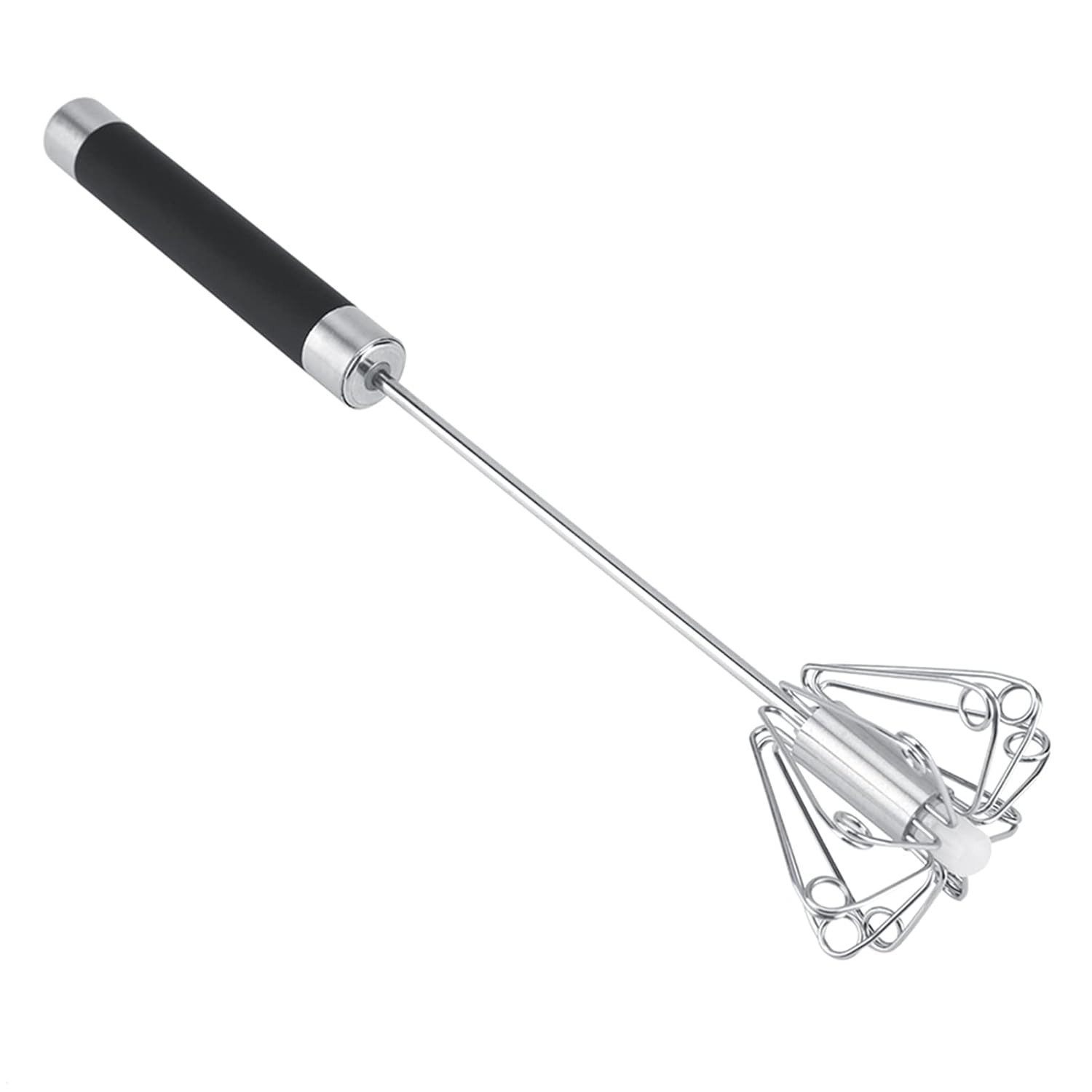 FELIXLEO Messerwelle Halbautomatischer Schneebesen 24cm Edelstahl Drehbarer Push Mixer. (1-St)