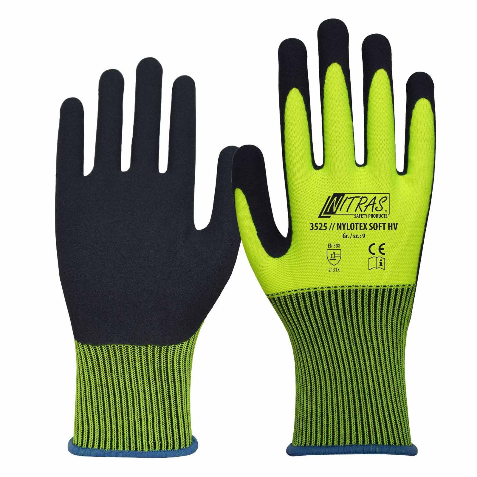 Nitras Latexhandschuhe Nitras Schutzhandschuh Nylotex Soft 3525 HV Paar - 12 (Spar-Set) Gartenhandschuhe