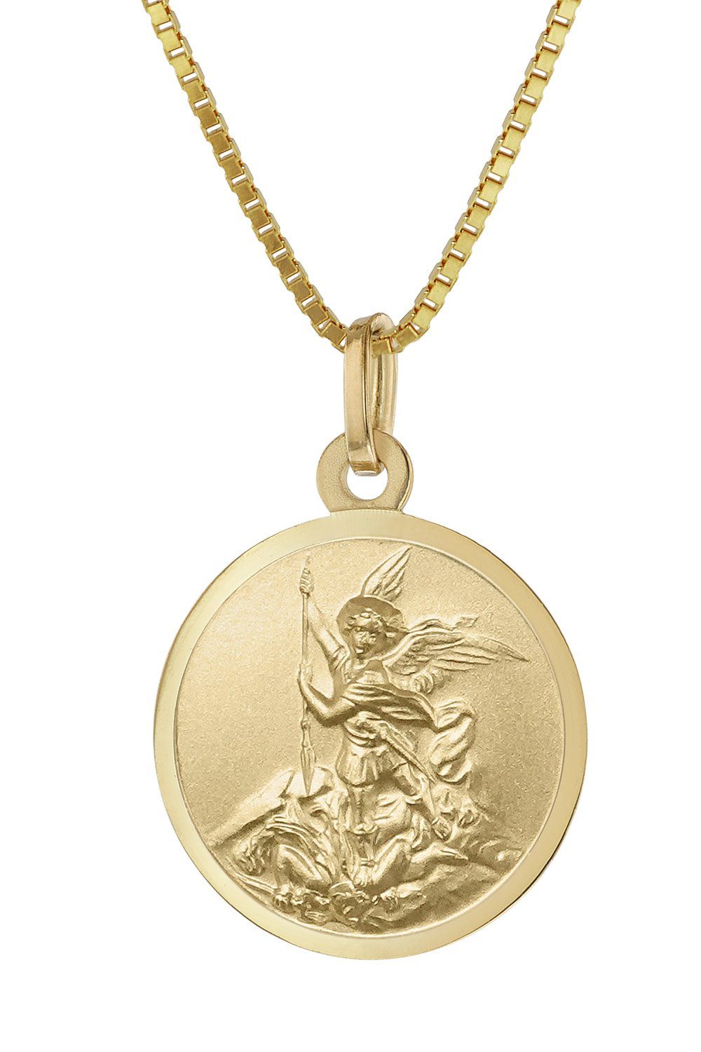 trendor Kette mit Anhänger Erzengel Michael Anhänger Gold 333 an goldplattierter Kette