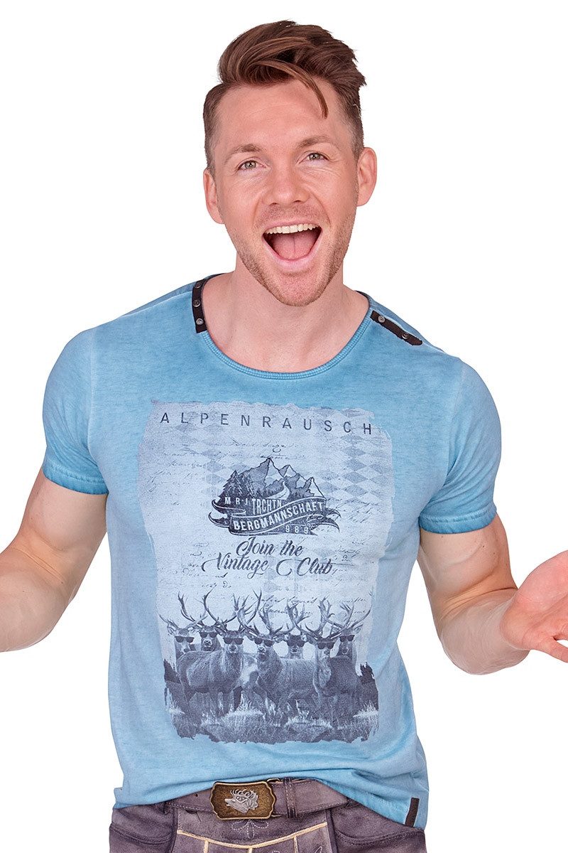 MarJo Trachtenshirt Trachtenshirt Herren - JENKE - capriblau