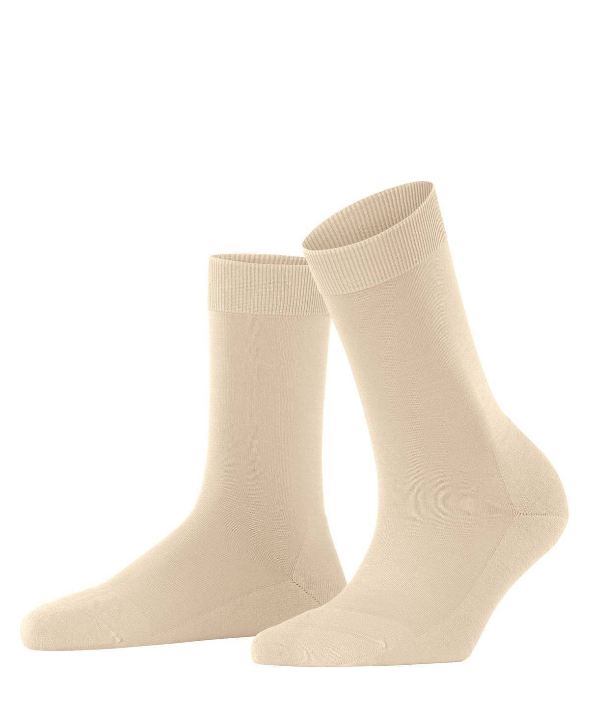 FALKE Kurzsocken Socken Creme einfarbig Kurzsocken, Damen ClimaWool, 