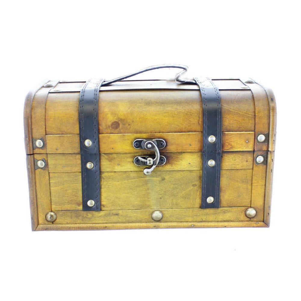 MICA Aufbewahrungsbox Truhe - L - braun/schwarz - aus Holz - ca. 33 x 22,5 x 21 cm
