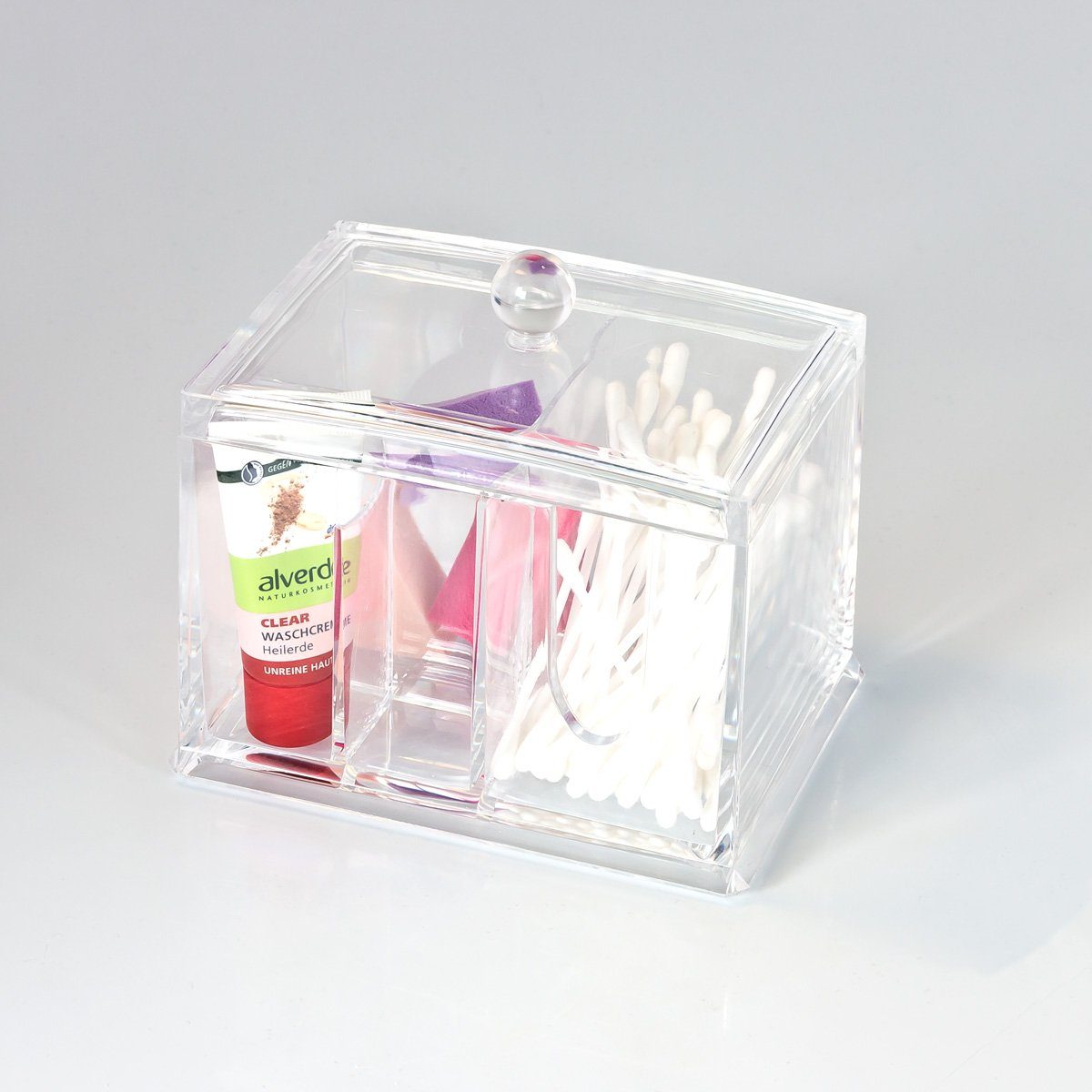 bremermann Make-Up Organizer Kosmetik-Organizer mit 4 Fächern, Deckel und Griffmulde