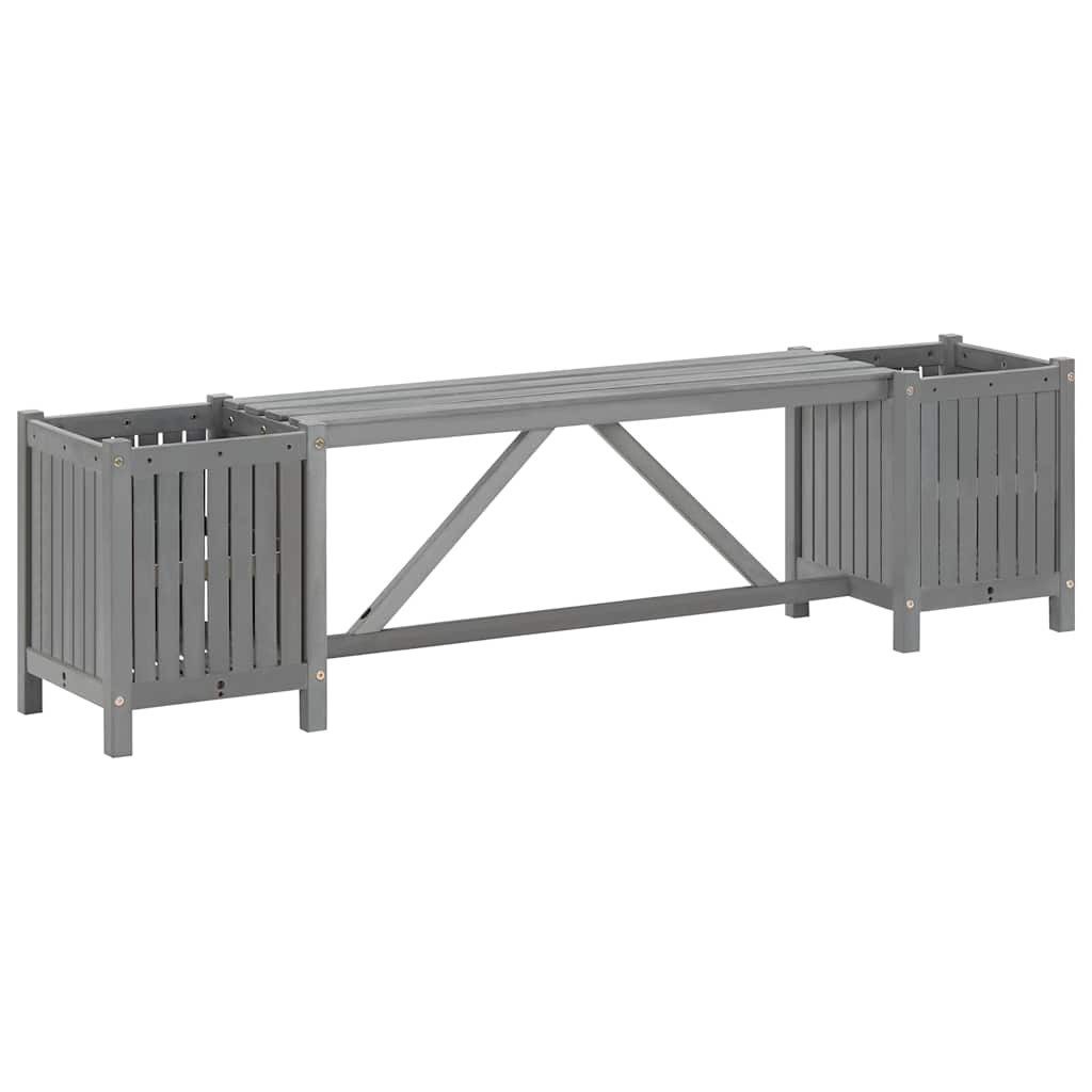 vidaXL Gartenbank Gartenbank mit 2 Pflanzkübeln 150 cm Massivholz Grau (1-St)