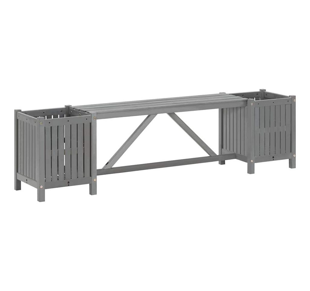 vidaXL Gartenbank Gartenbank mit 2 Pflanzkübeln 150 cm Massivholz Grau (1-St)