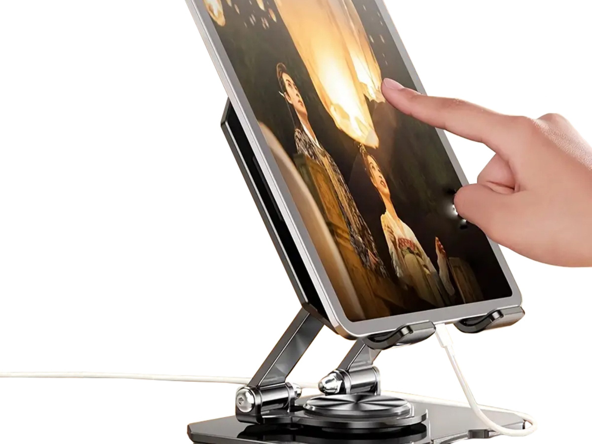 Verkgroup Handy-Halterung Tabletständer 4-16 Zoll verstellbar 360° Drehung Metall Halterung, (bis 16 Zoll, Tabletständer 4-16 Zoll Metall 360° drehbar faltbar,  – Bild 5 von 5