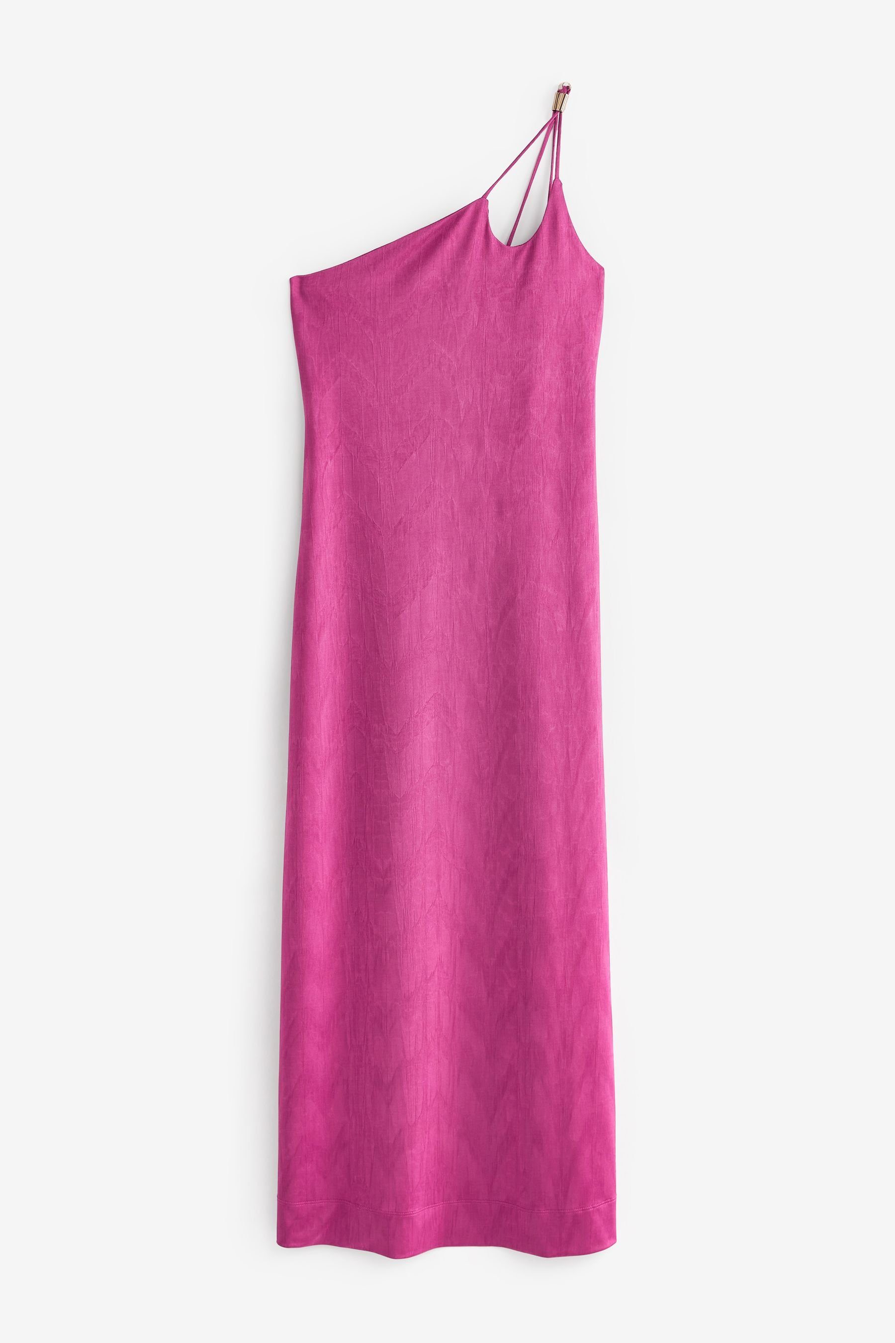 aus One-Shoulder Satin One-Shoulder-Kleid (1-tlg) Unterkleid Midilänge in Next Pink