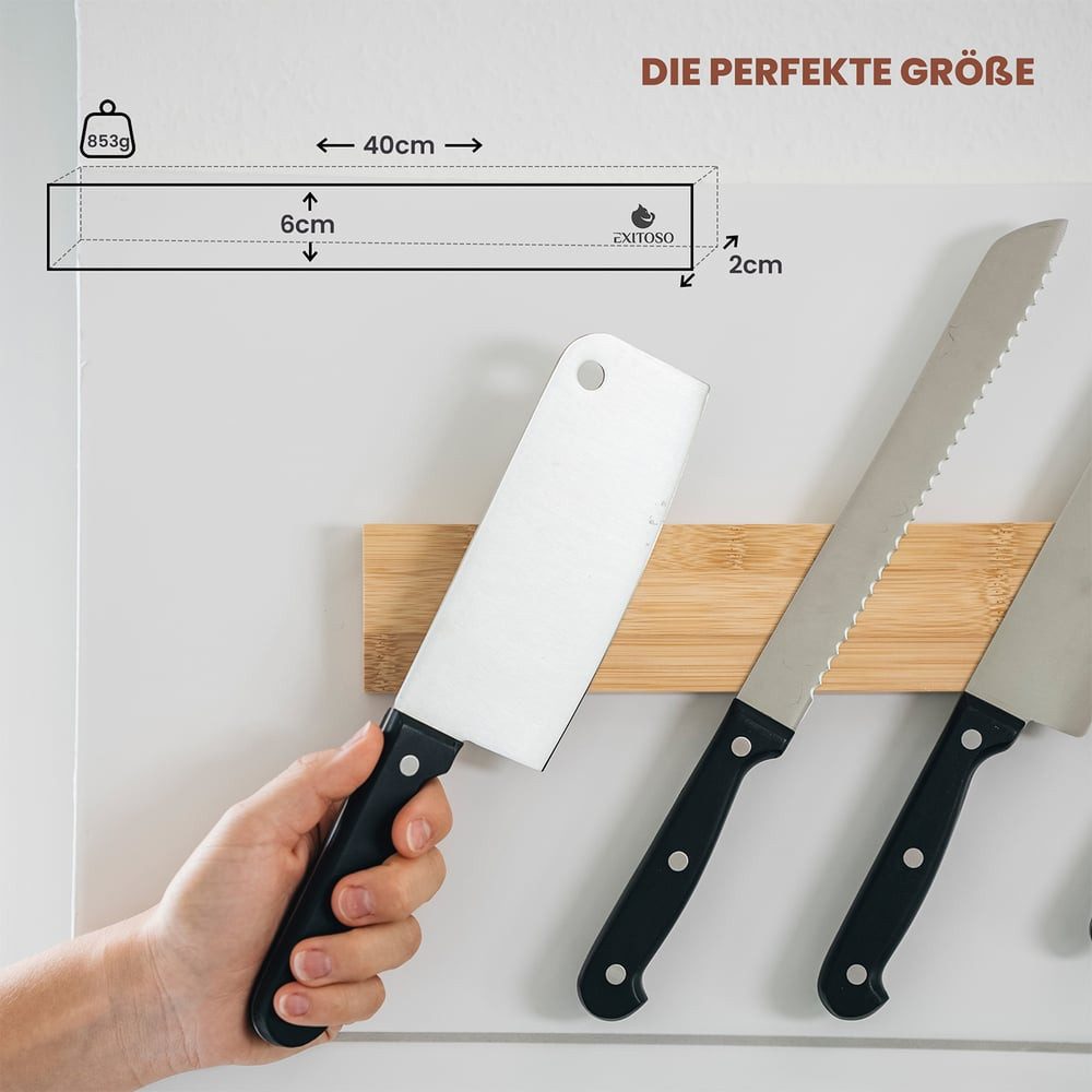 Exitoso Messerleiste 40 cm - magnetisch und selbstklebend, Mühelose Installation für Löffel Gabeln Schlüssel Werkzeuge