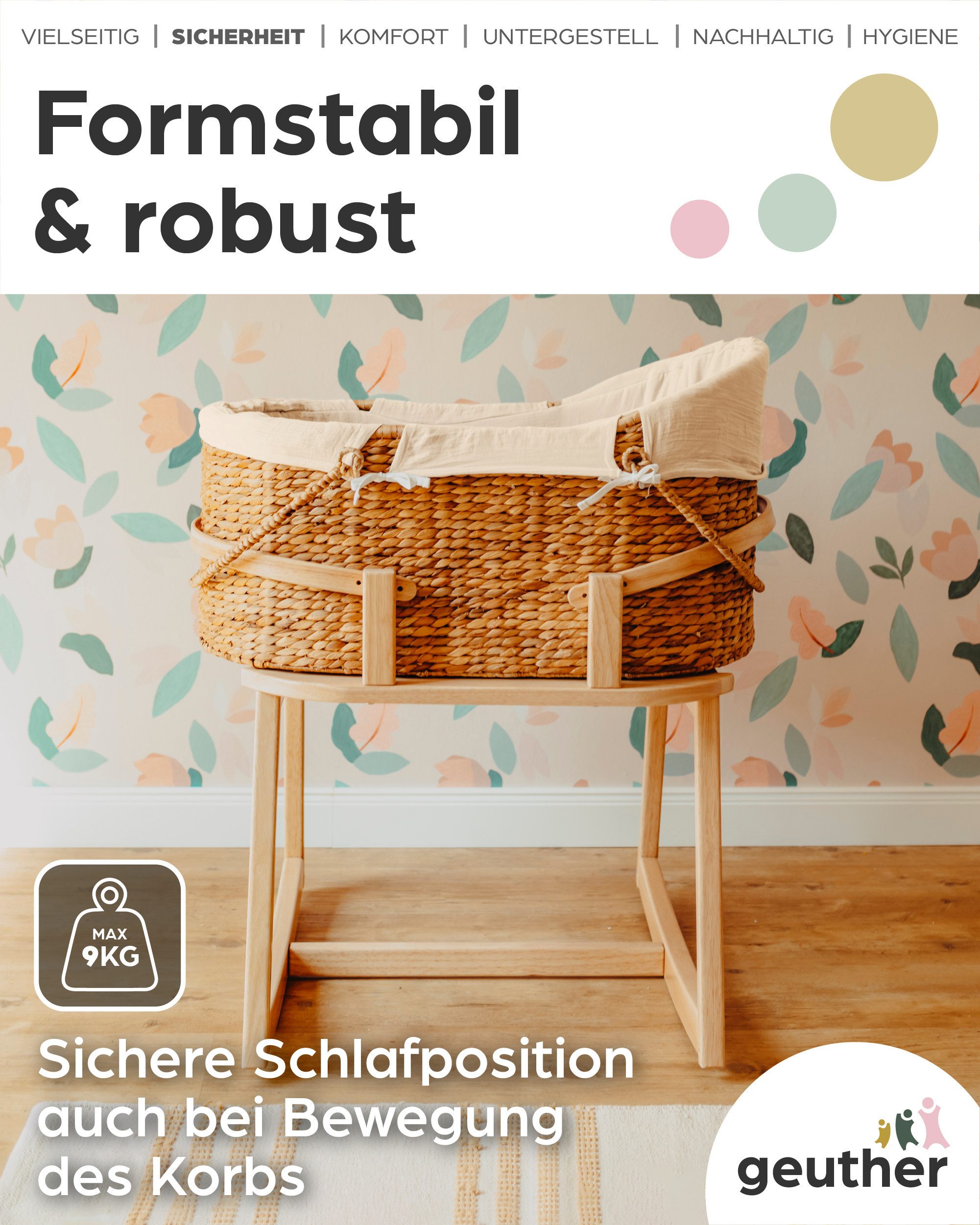 Geuther Stubenbett Moses Set: Korb und Untergestell – Bild 3 von 5