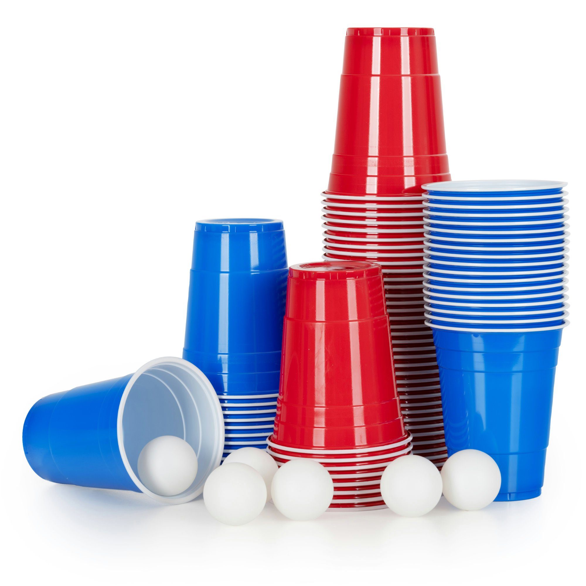 Stagecaptain Becher Beer Pong Becher und Bälle Set - 90 Ersatz-Cups - 6 Spielbälle in Weiß, Kunststoff