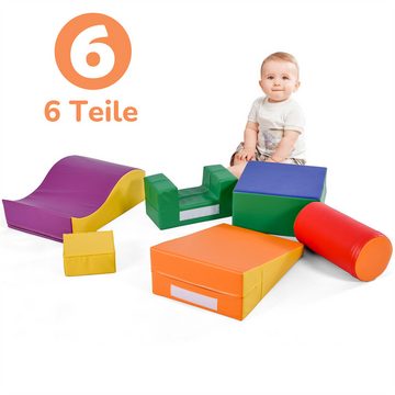 XDeer Spielbauklötze 6 TLG Riesenbausteine Toben Klettern Großbausteine für Kinder, Treppe und Rutsche für Kinder - Spielzeug zum Klettern
