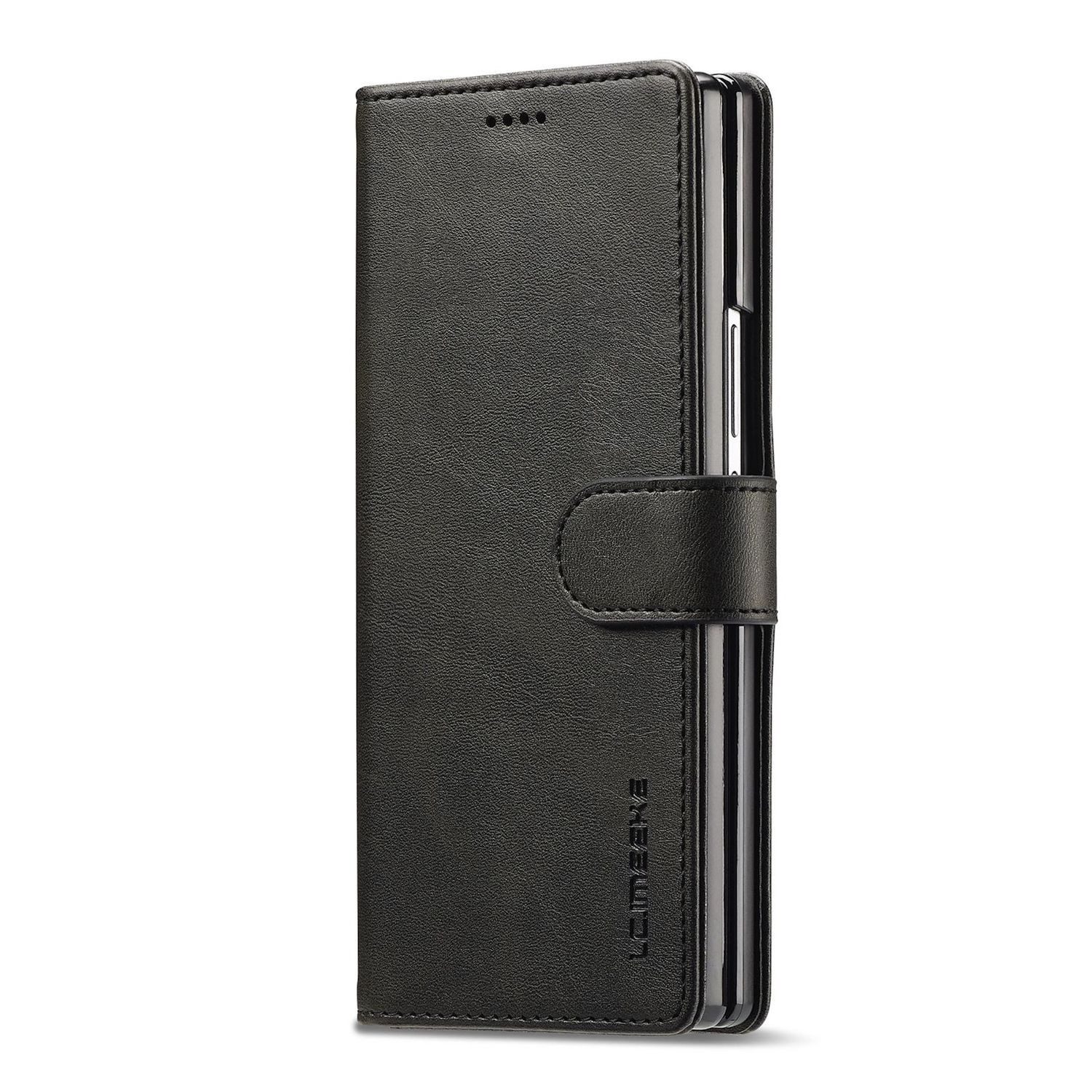 Wigento Handyhülle Für Samsung Galaxy Z Fold7 LC.IMEEKE Kunstleder Premium Hülle Schwarz, Wallet Case mit Kartenfächern und Standfunktion