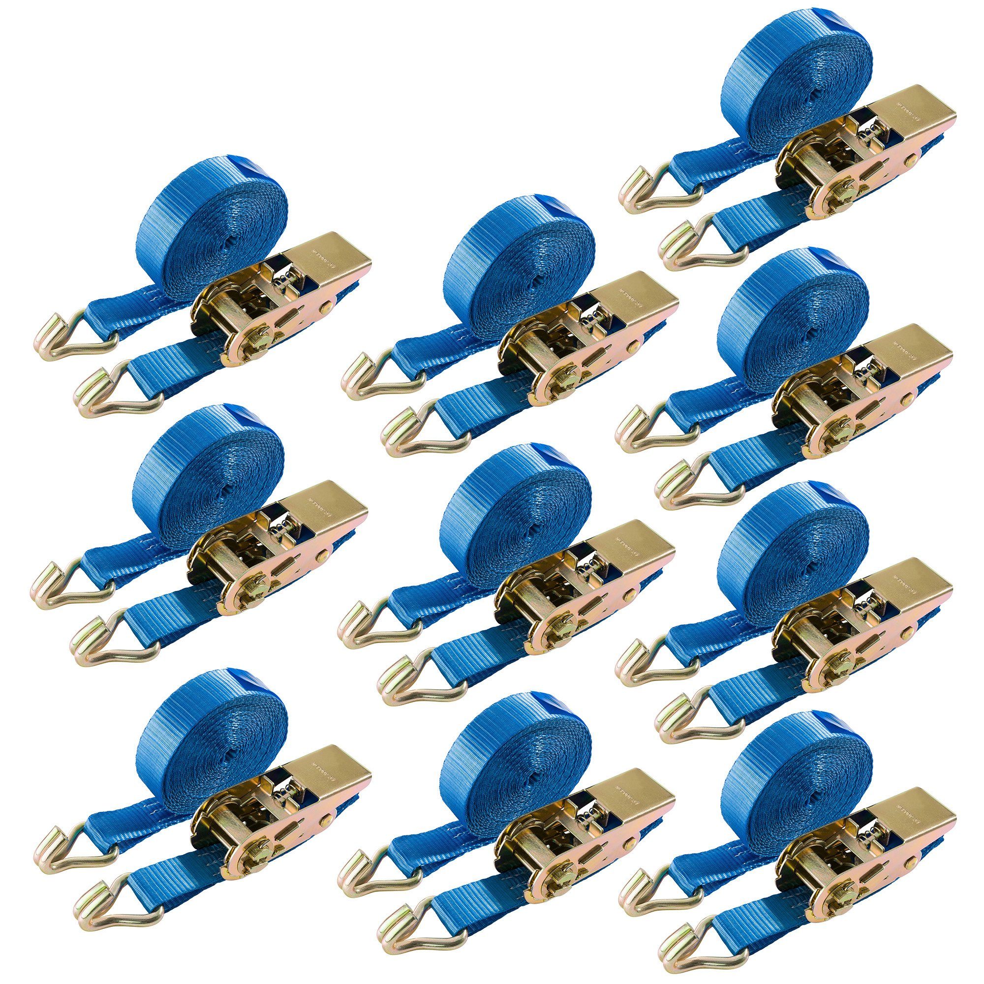Arebos Spanngurt mit Ratsche zweiteilig mit Haken, Ratschengurte, Zurrgurte, 25mm (Set, 10-St., Set)