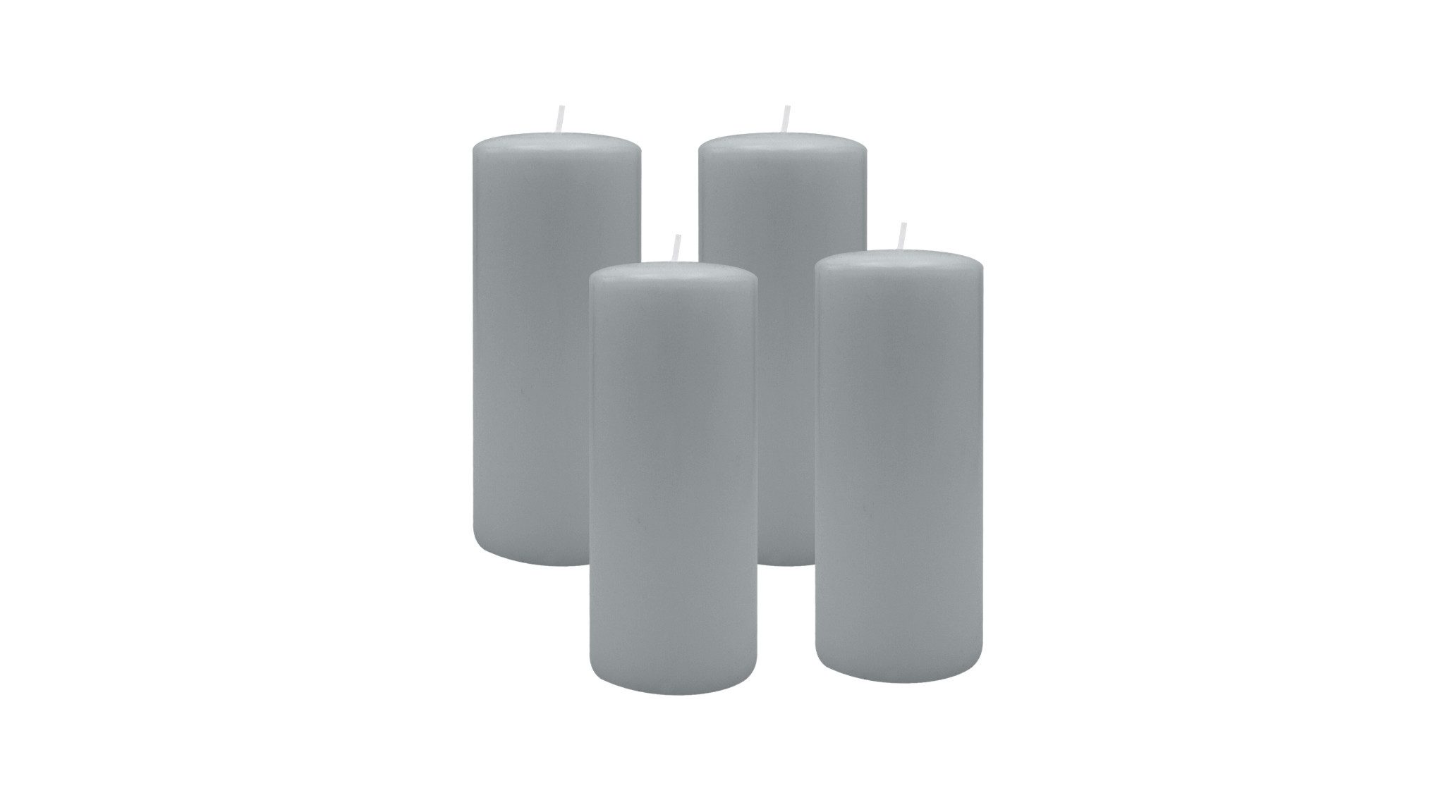 Kopschitz Kerzen Stumpenkerze 4er Set Stumpenkerzen/Adventskranzkerzen Silbergrau Ø 40 x 200 mm